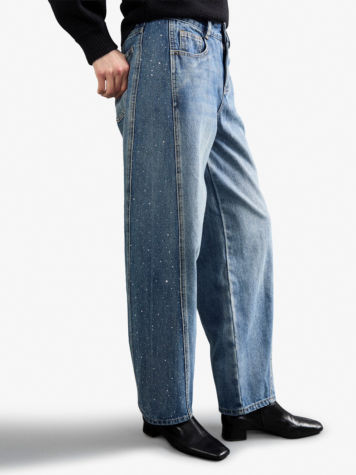 Apricot Weite Jeans »Ayla Jeans mit Strass-Einsätzen« im Barrel-Schnitt