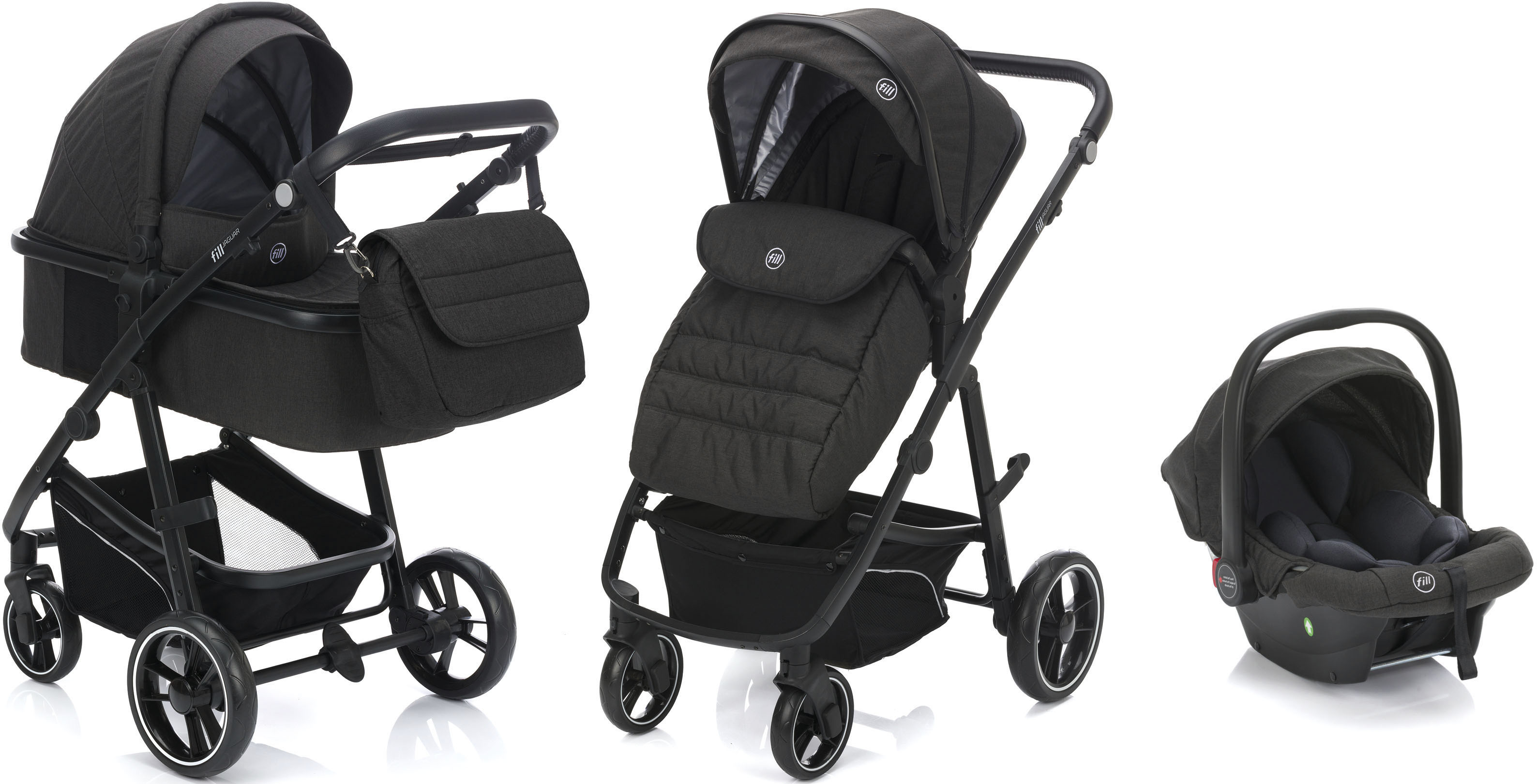 Kombi-Kinderwagen »Jaguar, dunkelgrau melange«, 22 kg