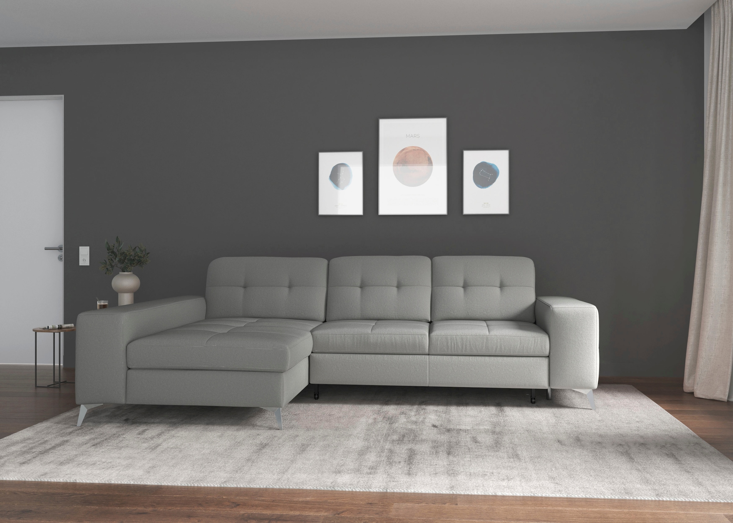 sit&more Ecksofa »Baviene L-Form«, inklusive Sitztiefenverstellung und Federkern, wahlweise Bettfunktion