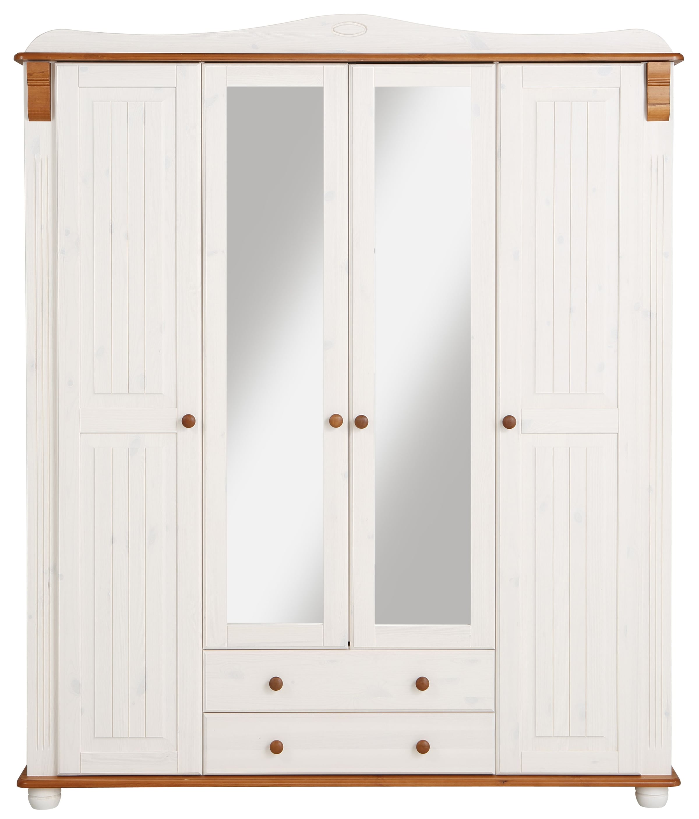 Home affaire Kleiderschrank »Adele«, (4 Breiten: 92/130/169/207 H/T ca. 191/54 cm), aus massiver Kiefer,Spiegel beim 4-und 5-trg.Schrank, Innenausstattung