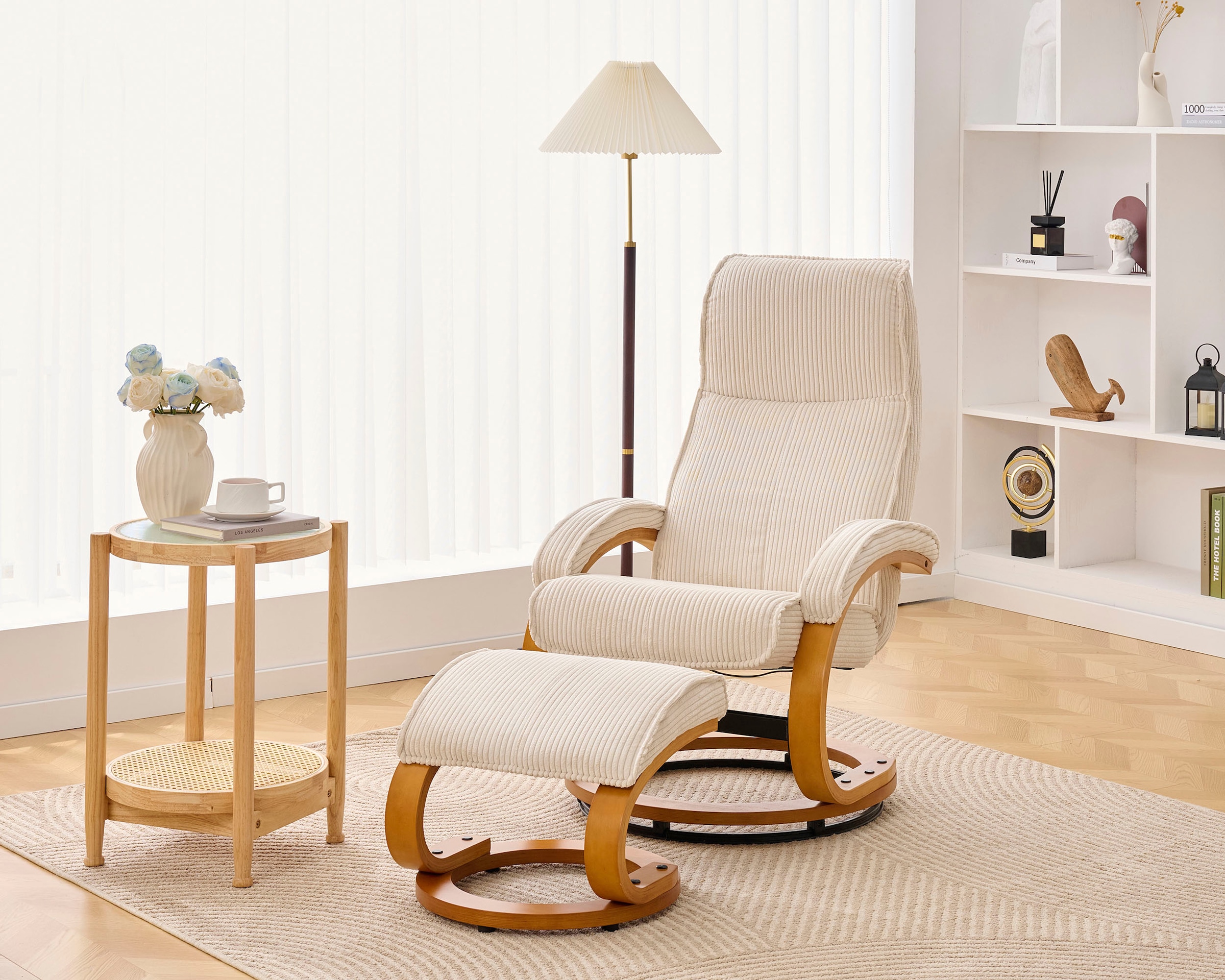 OTTO home Relaxsessel »mit Hocker PARIS neu: Cord - OTTO. Verlässliche Qualität.« bestehend aus Sessel und Hocker,  manuelle Relaxfunktion mit Drehfunktion, neu: Cord-Bezug
