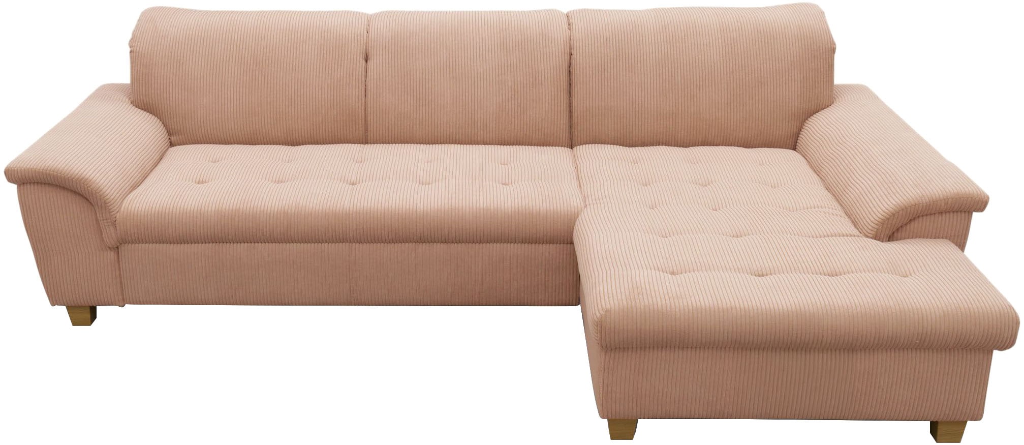 OTTO home Ecksofa »Egedal 279 x 162 cm, auch mit Schlaffunktion & Bettkasten, Holzfüße« L-Form, aus haustierfreundlichem Pet Friendly Cord