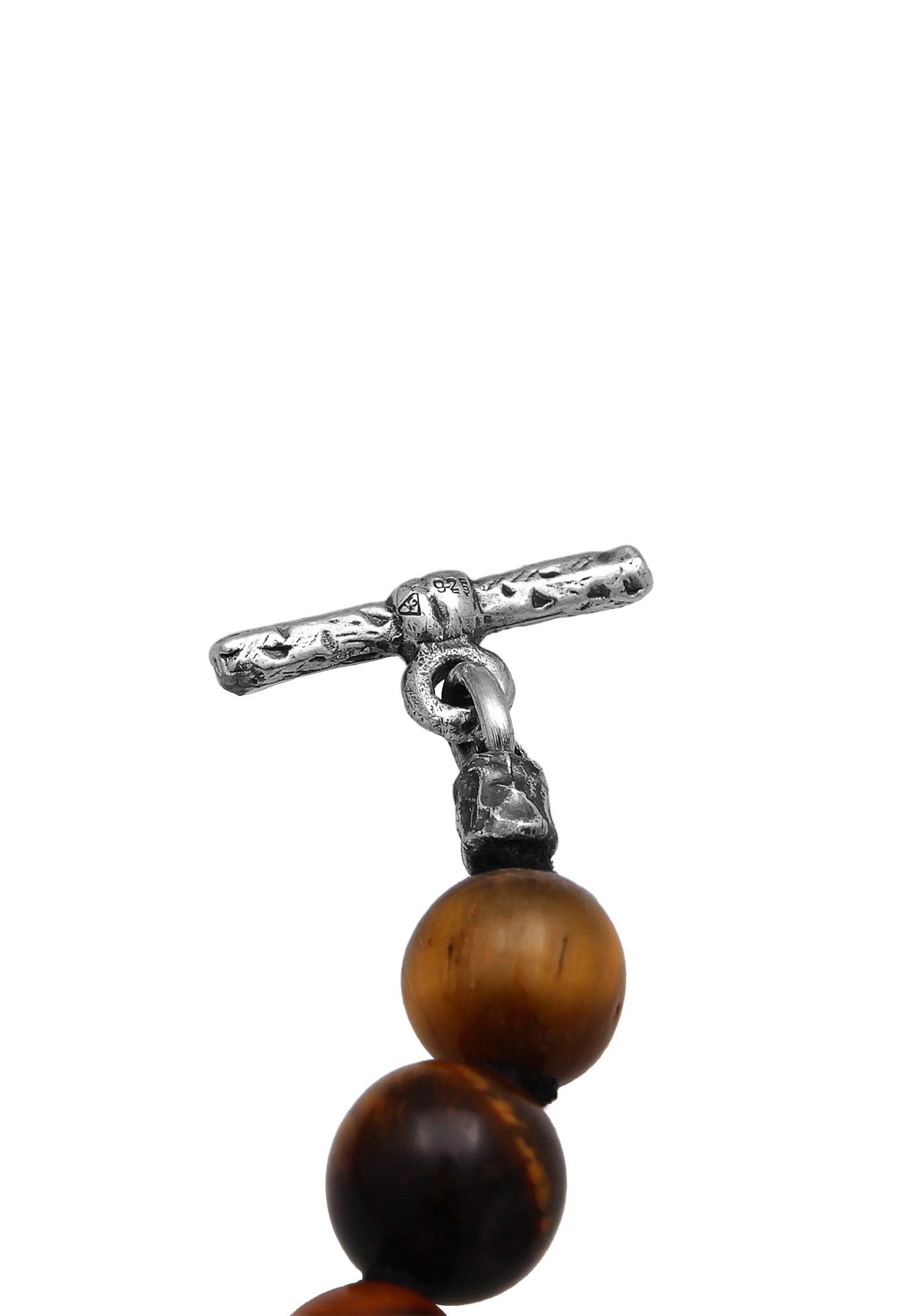 HAZE & GLORY Silberkette »Halskette Tigerauge Perlenkette T-Bone Verschluß 925 Silber«