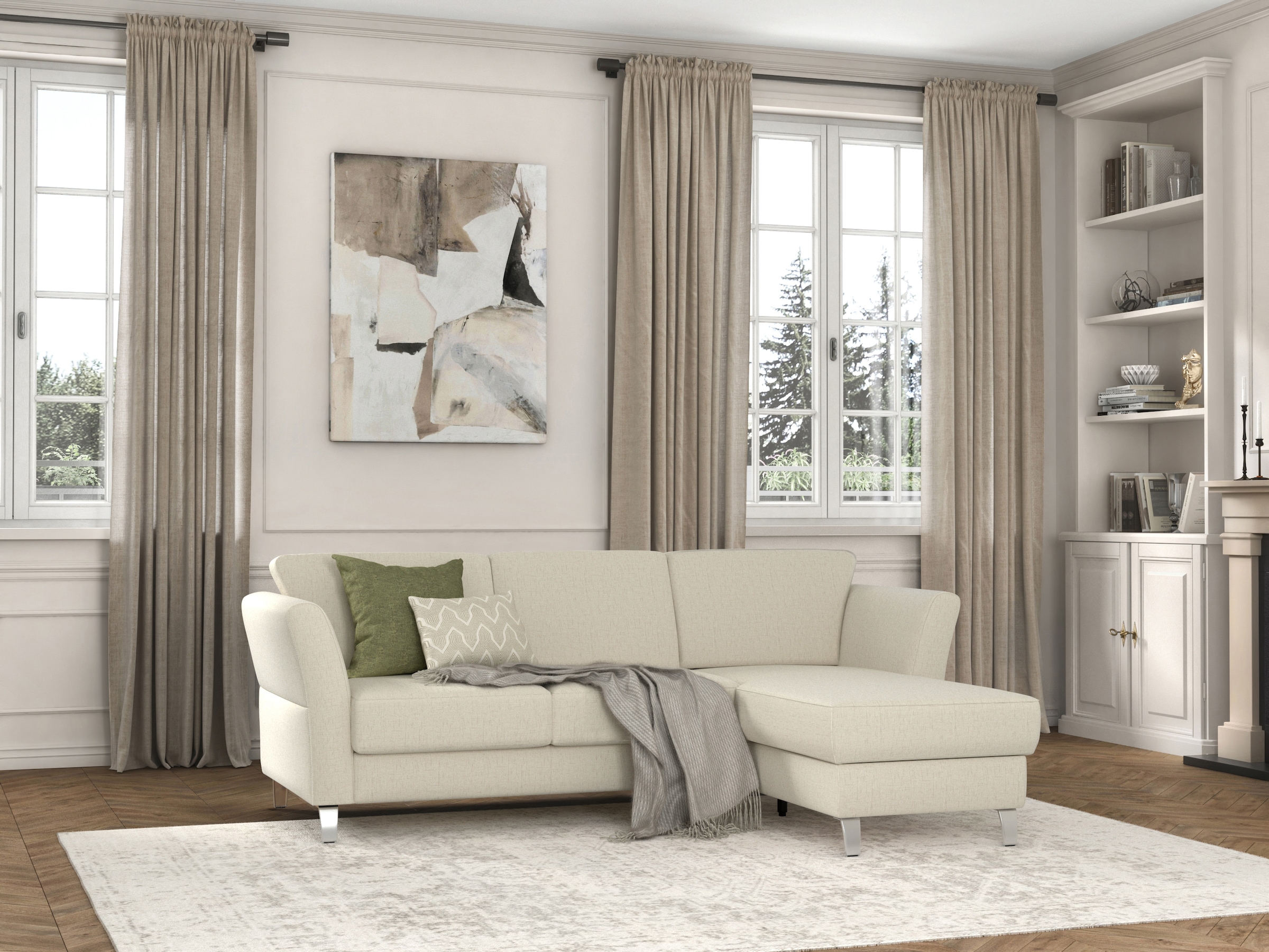 sit&more Ecksofa »Visby L-Form« wahlweise mit Bettfunktion und Bettkasten, frei im Raum stellbar