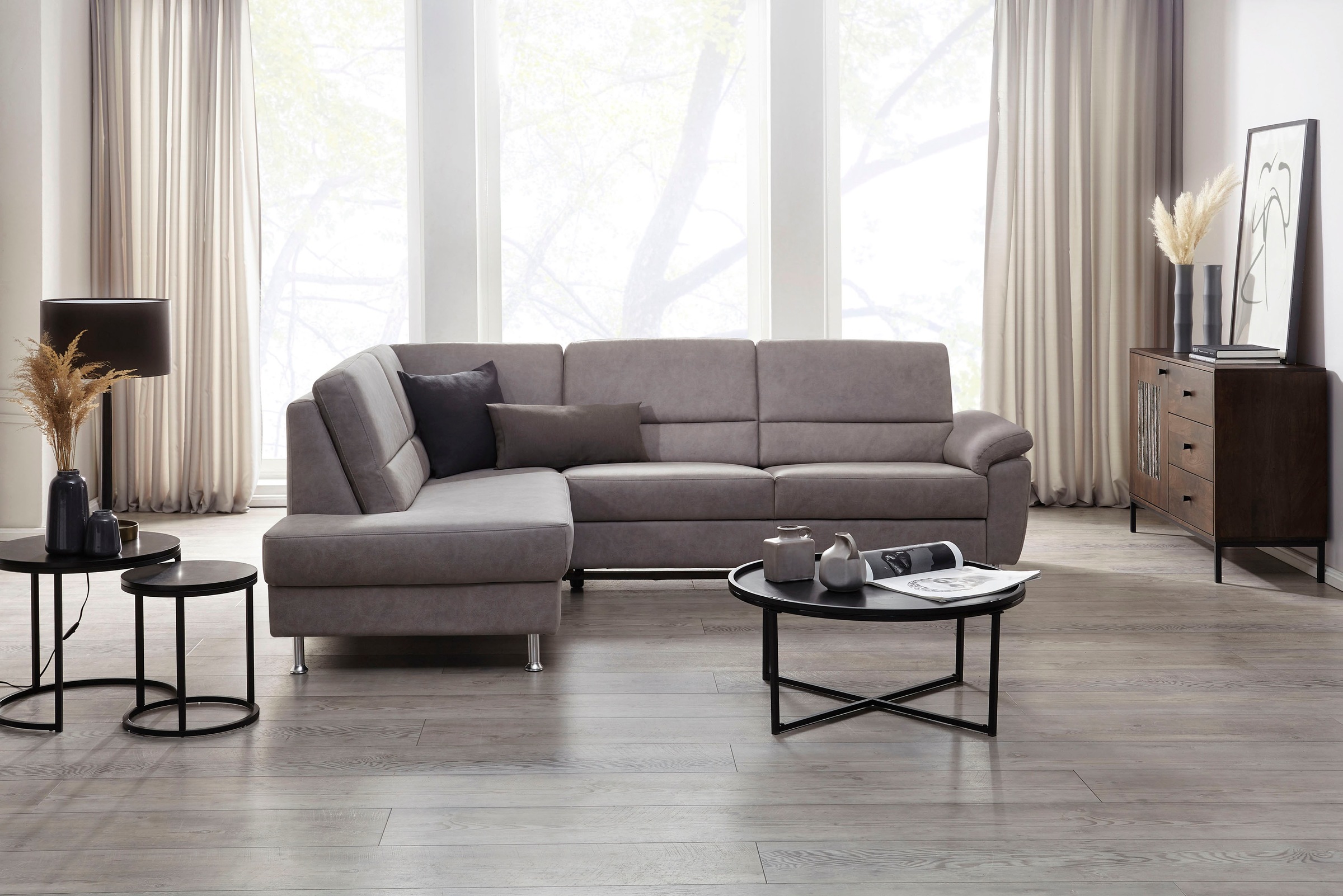 CALIZZA INTERIORS Ecksofa »Onyx L-Form«, Ottomane links oder rechts, wahlweise mit Bettfunktion, Breite 257 cm