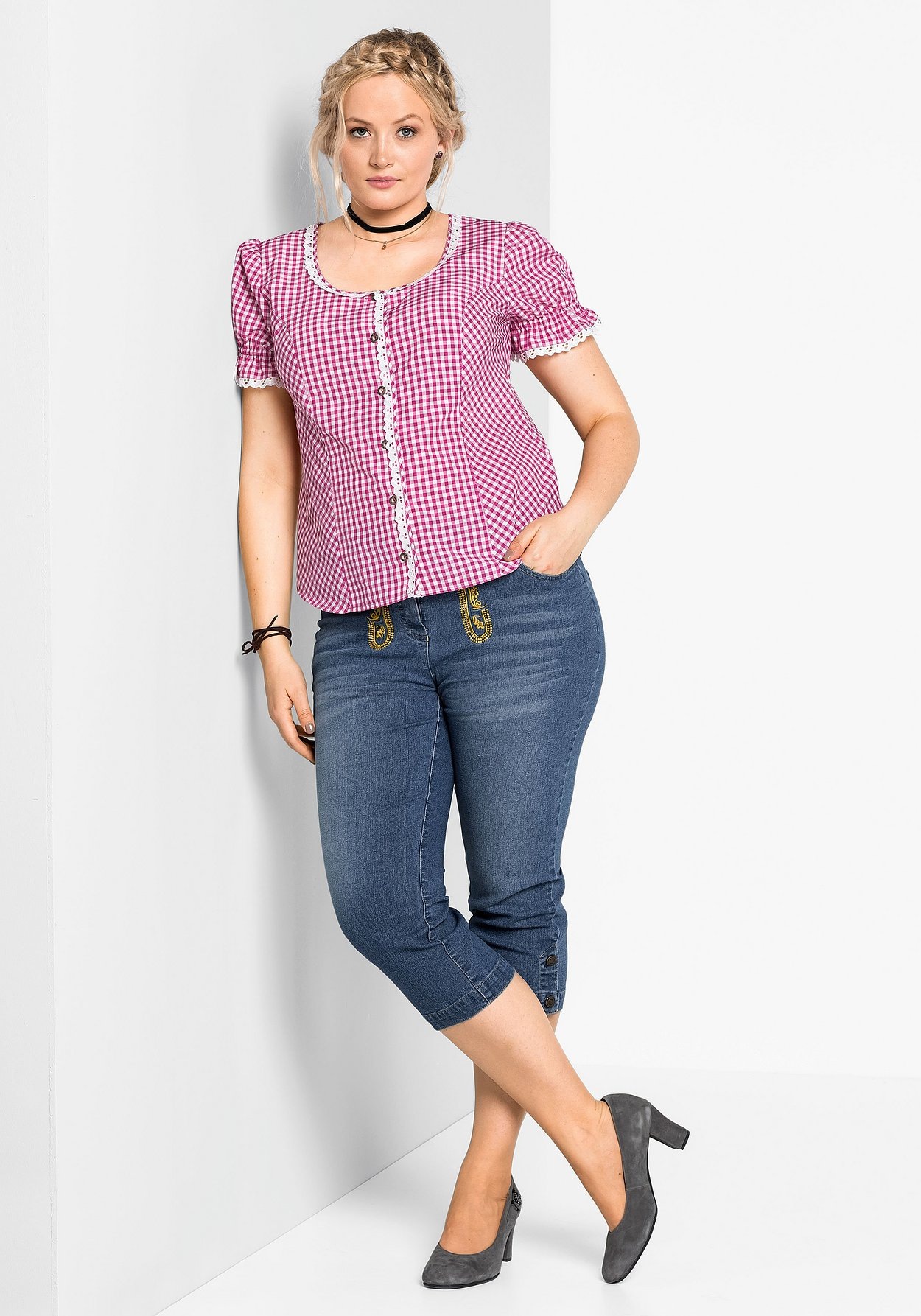 Sheego Karobluse »Trachtenbluse im Trachten-Look«