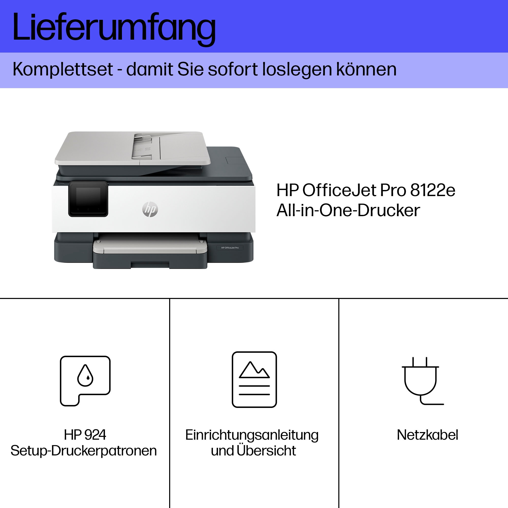 HP Multifunktionsdrucker »OfficeJet Pro 8122e« 3 Monate gratis* drucken mit Instant Ink
