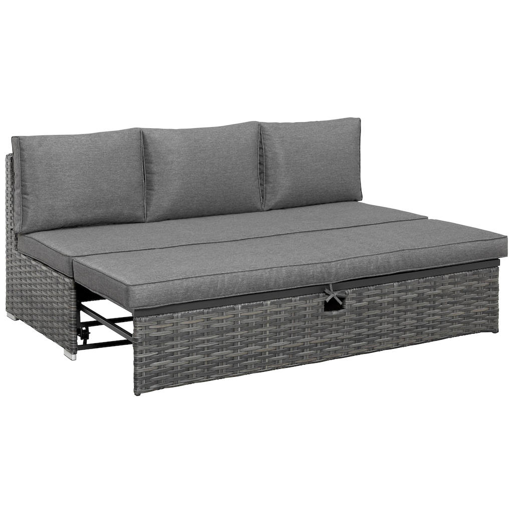 KONIFERA Gartenlounge-Set »New York«, (21 tlg., 1x 3er AZ-Sofa, 1x Ecke, 1x Sessel, 1x Ottomane mit Staufach, 1x Tisch)