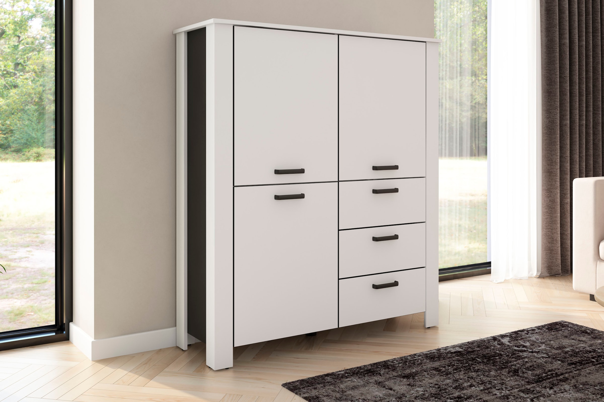 byLIVING Vitrine »Highboard Faro« 1 Stk. tlg. 3 Türen und 3 Schubkästen für maximale Ordnung, verschiedene Farben.