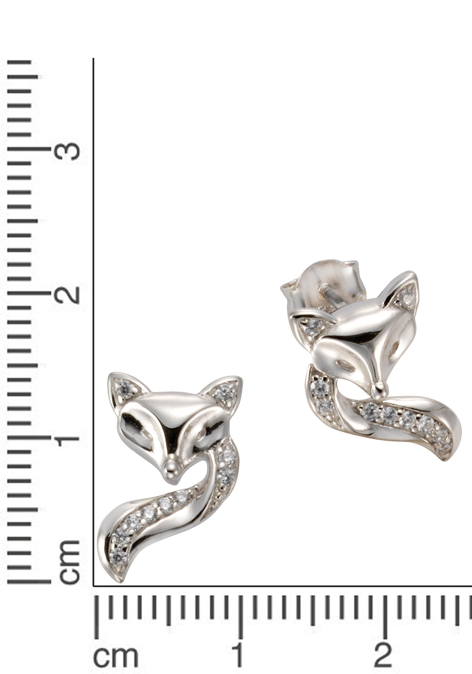 Firetti Paar Ohrstecker »Schmuck Geschenk Silber 925 Ohrschmuck Fuchs« mit Zirkonia (synth.)