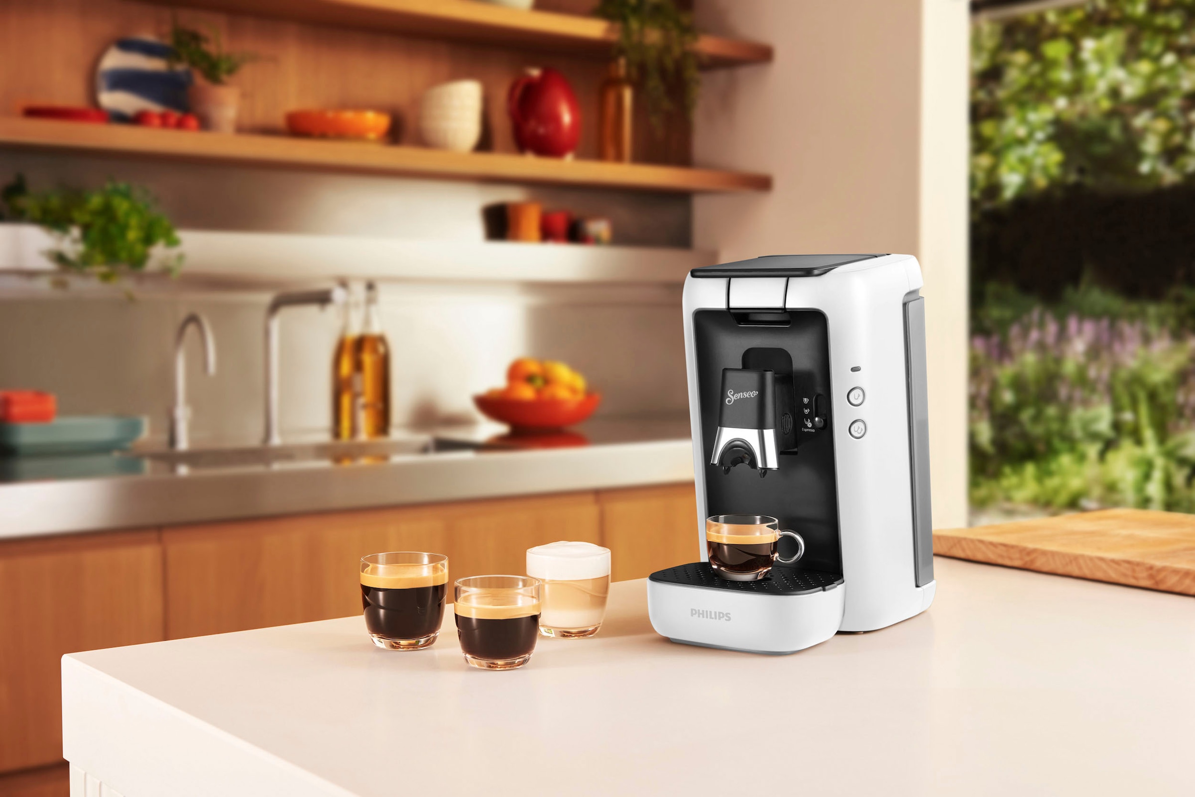 im Philips Kaffeepadmaschine mit »Maestro Gratis-Zugaben inkl. von 3 Wert Jahren Garantie € UVP 14,- Senseo XXL CSA260/10«,