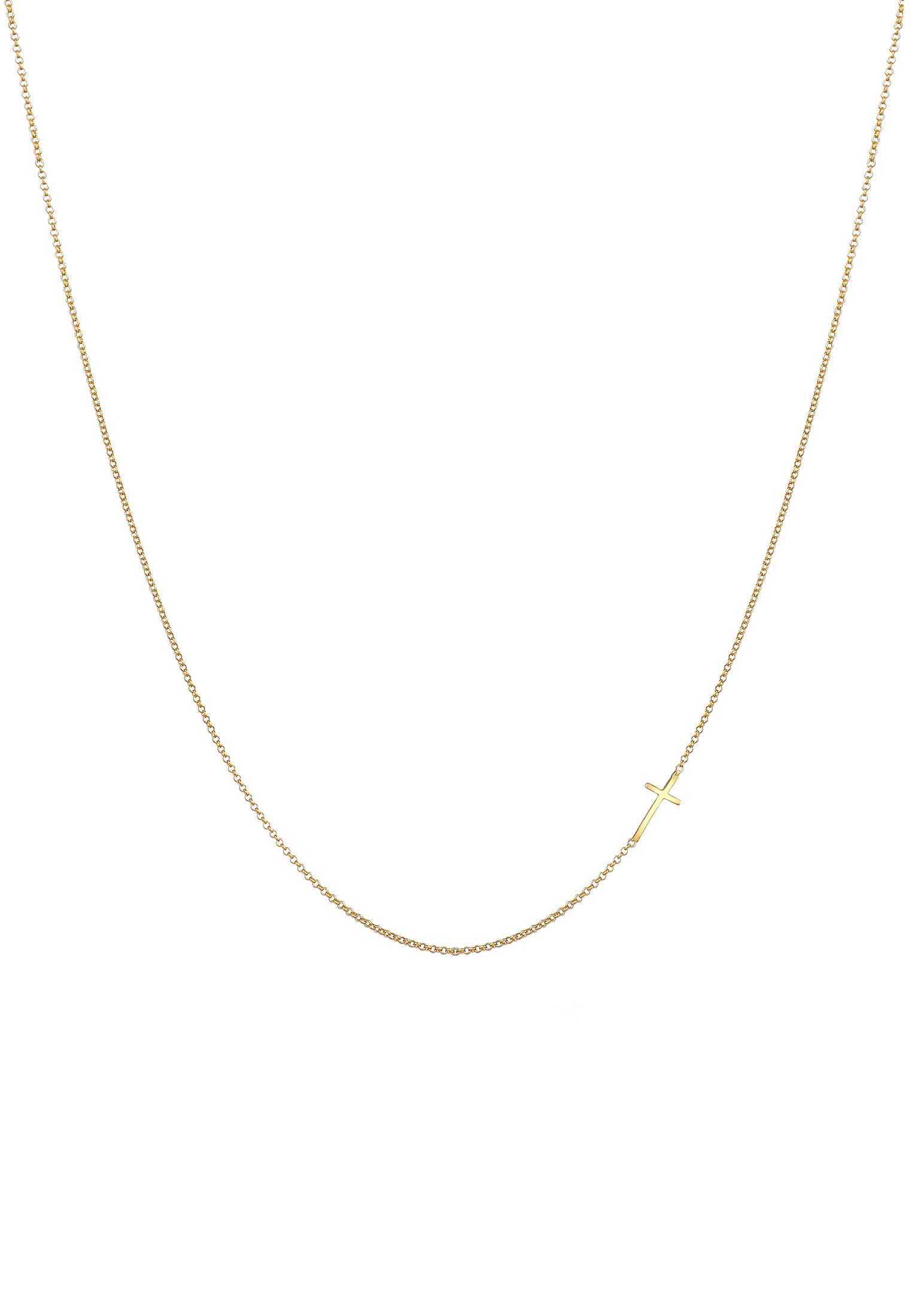 Elli Premium Kette mit Anhänger »Halskette Kreuz Religion Glaube Symbol 375 Gelbgold«