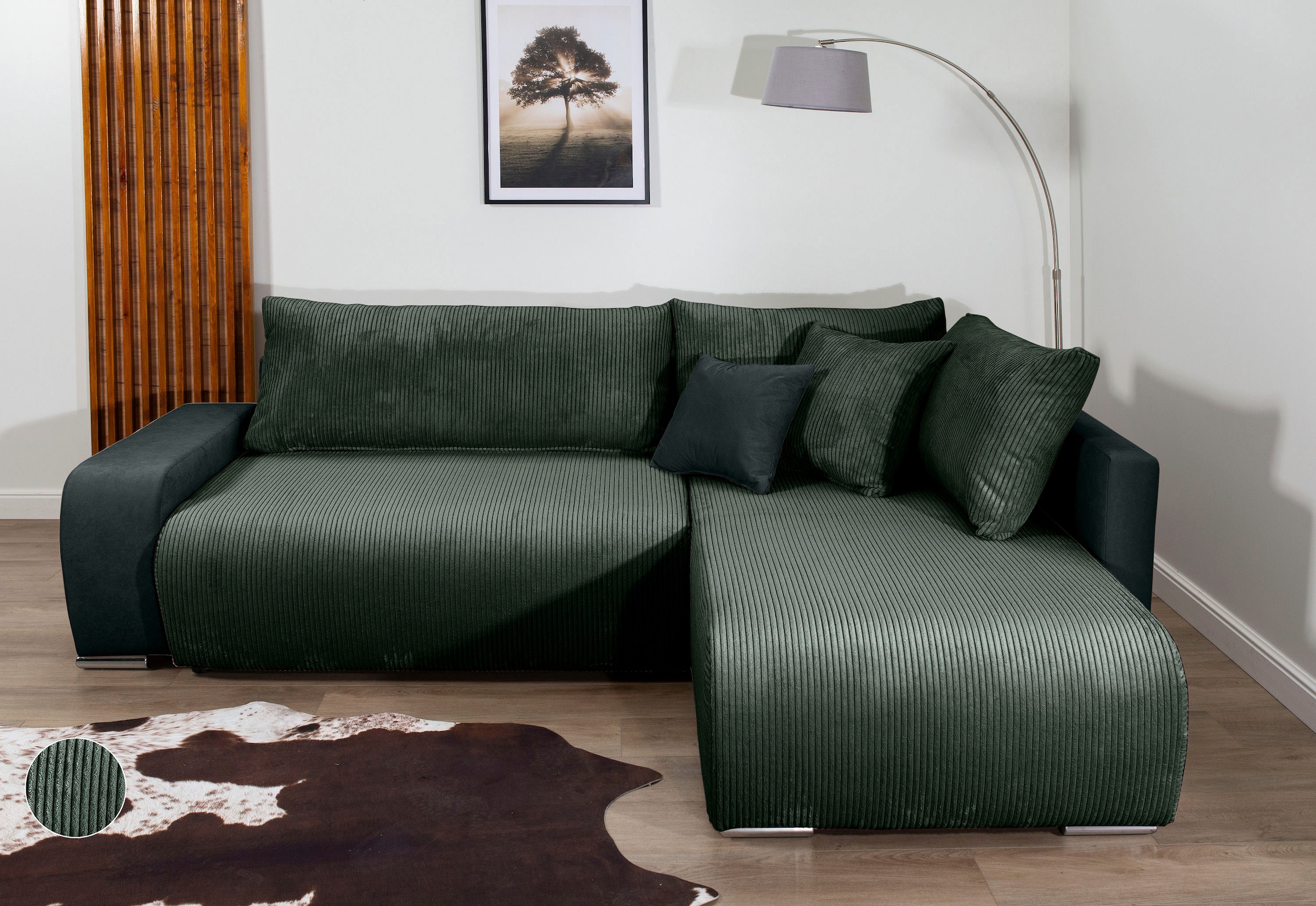 COLLECTION AB Ecksofa »Poppy L-Form, B: 227 cm« Bettfunktion, Bettkasten & 1 Zierkissen