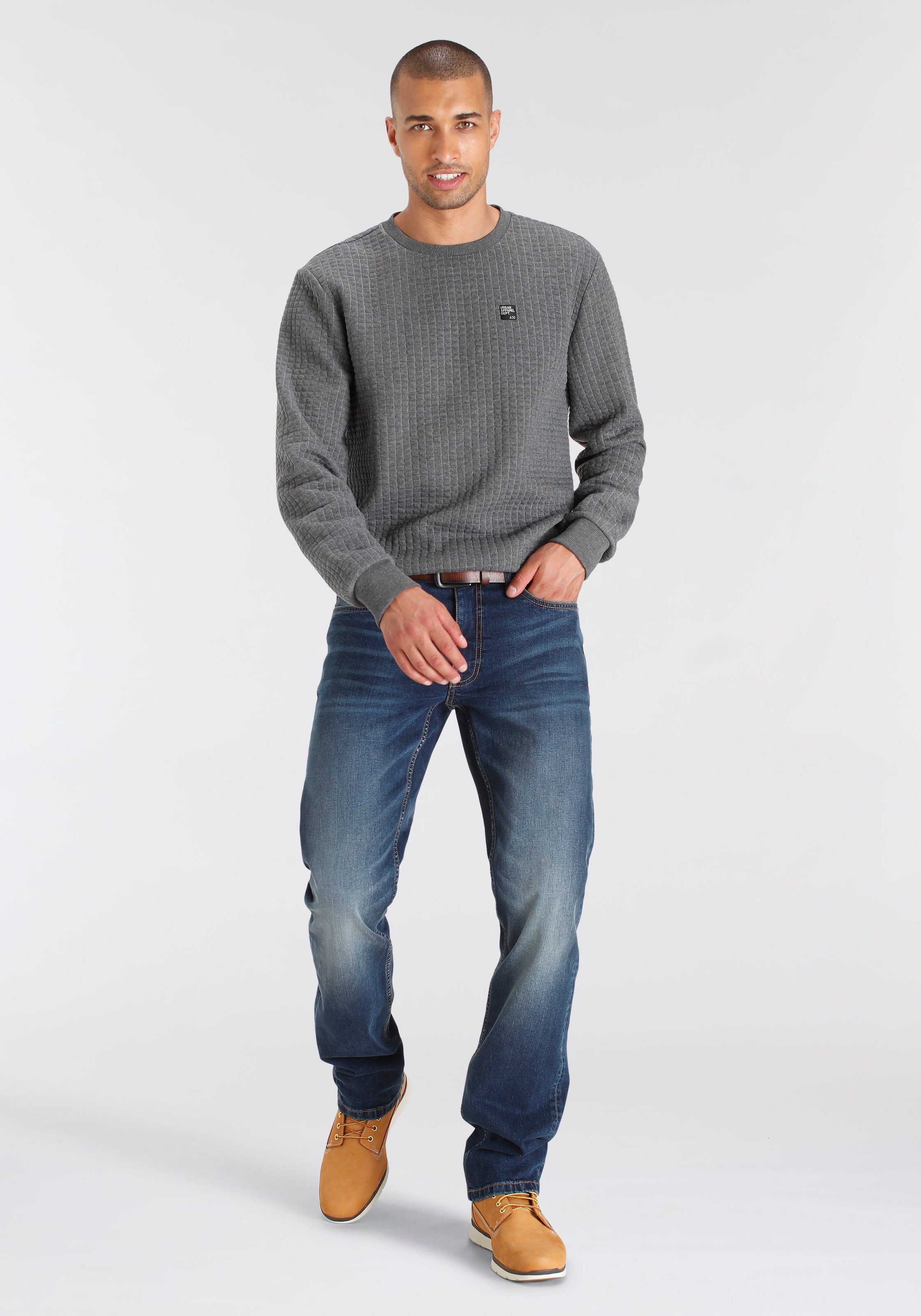 AJC Sweatshirt, schmal geschnitten, unifarben, Rundhalsausschnitt