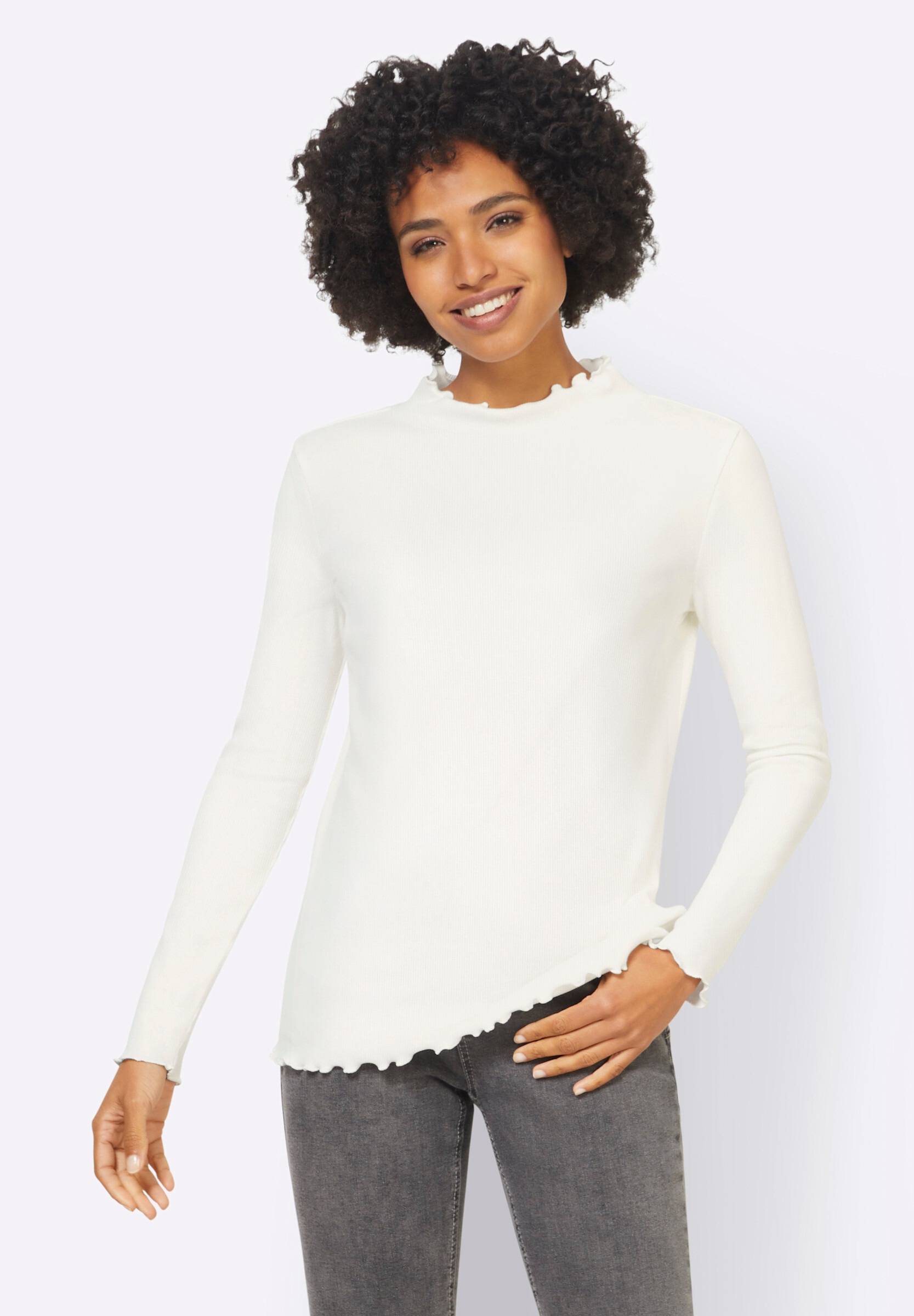 heine T-Shirt »Shirt Langarmshirt mit Wellenkanten«