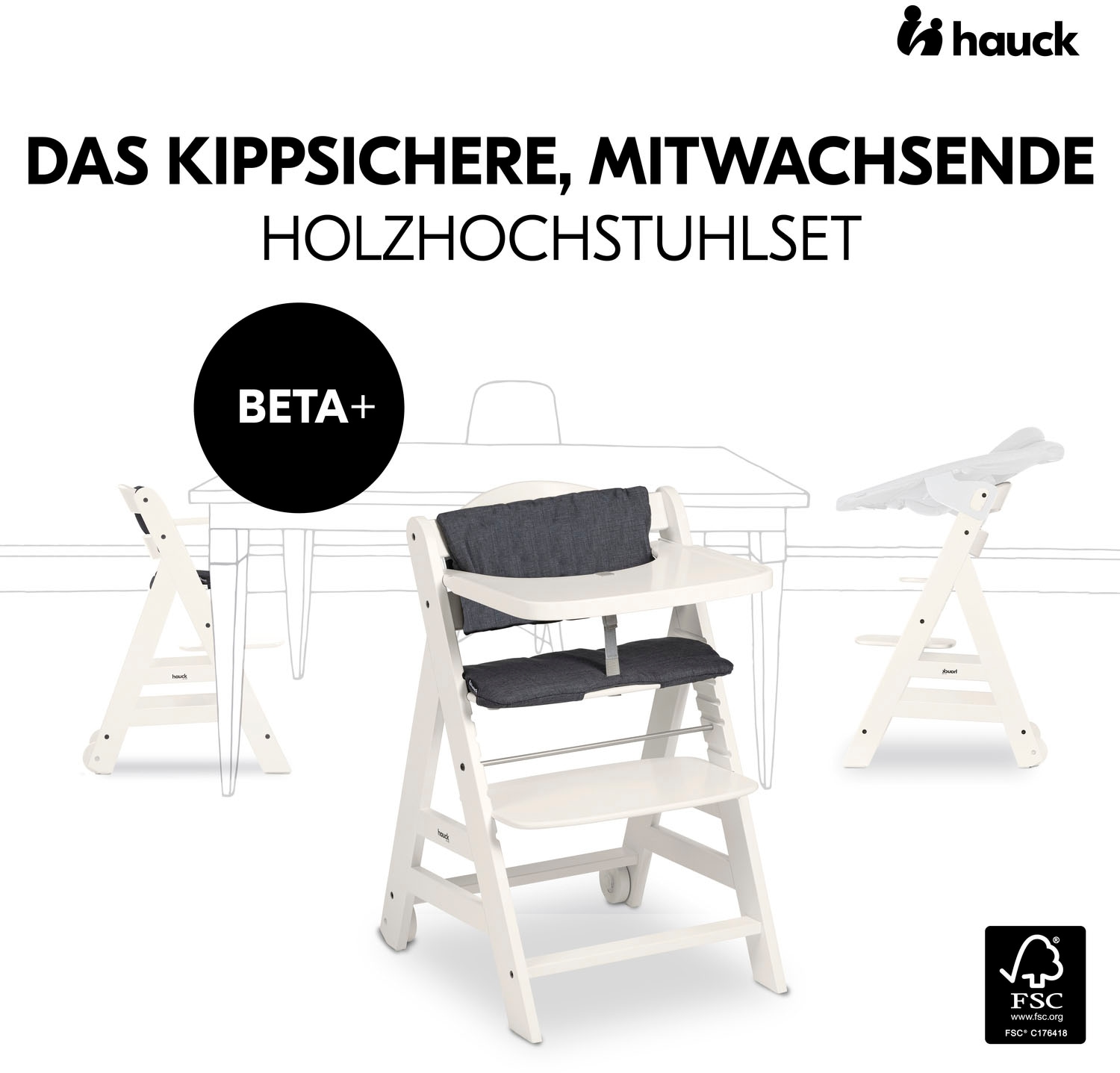 Hauck Hochstuhl »Beta+, White«, FSC® - schützt Wald - weltweit