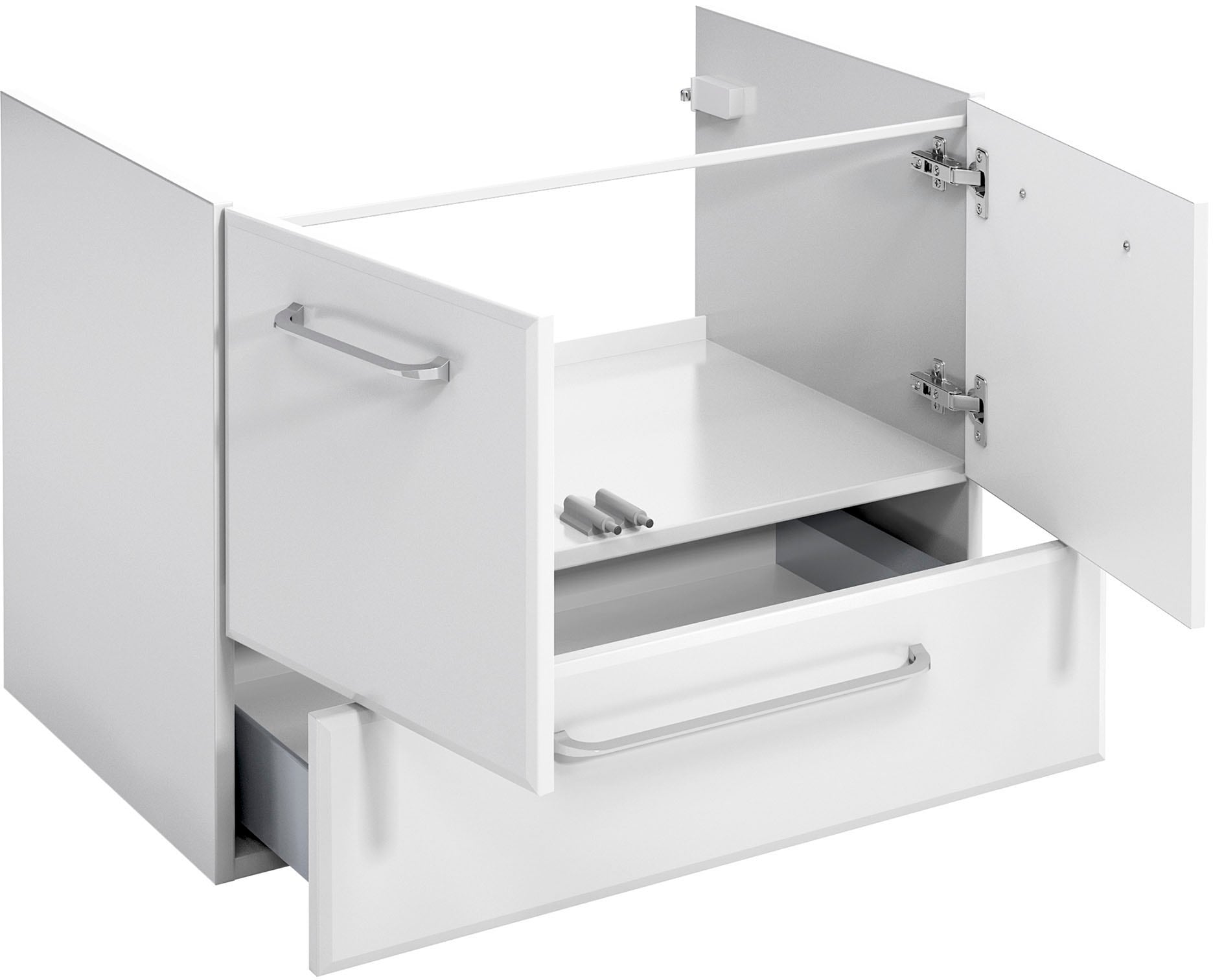 Saphir Badmöbel-Set »Quickset 341 3-teilig, Keramik-Waschtisch und LED-Spiegelschrank« Set, 3 Stk. tlg.