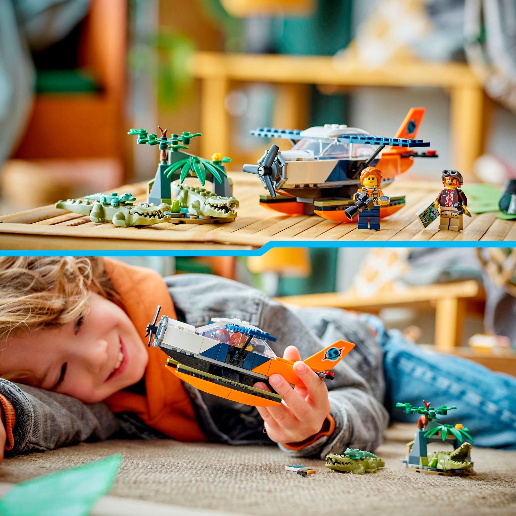 LEGO® Konstruktionsspielsteine »Dschungelforscher-Wasserflugzeug (60425), LEGO City«, (177 St.), Made in Europe