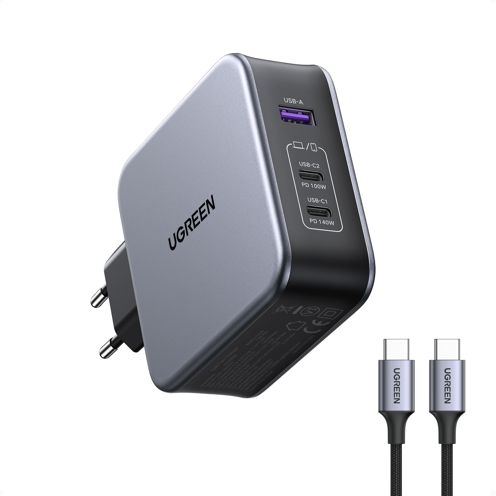 UGREEN Schnelllade-Gerät »Nexode USB-A+2*USB-C 140W GaN Fast Charger+USB-C Cable 1.5m CD289«