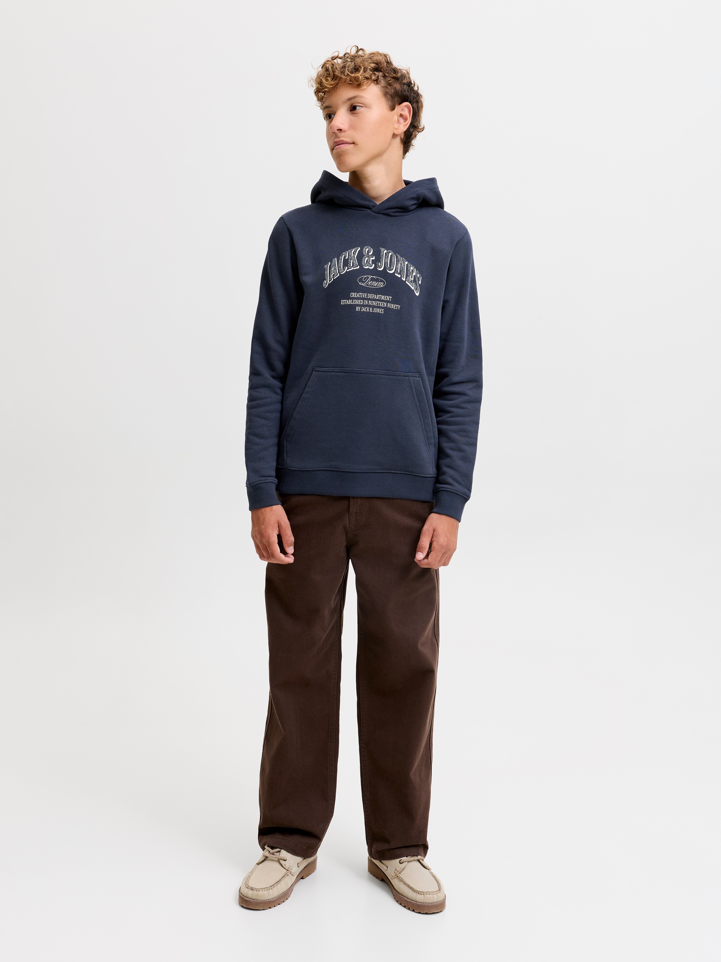 Jack & Jones Junior Kapuzensweatshirt »JJEDENVER LOGO SWEAT HOOD JNR«, Baumwollmischung, locker geschnitten
