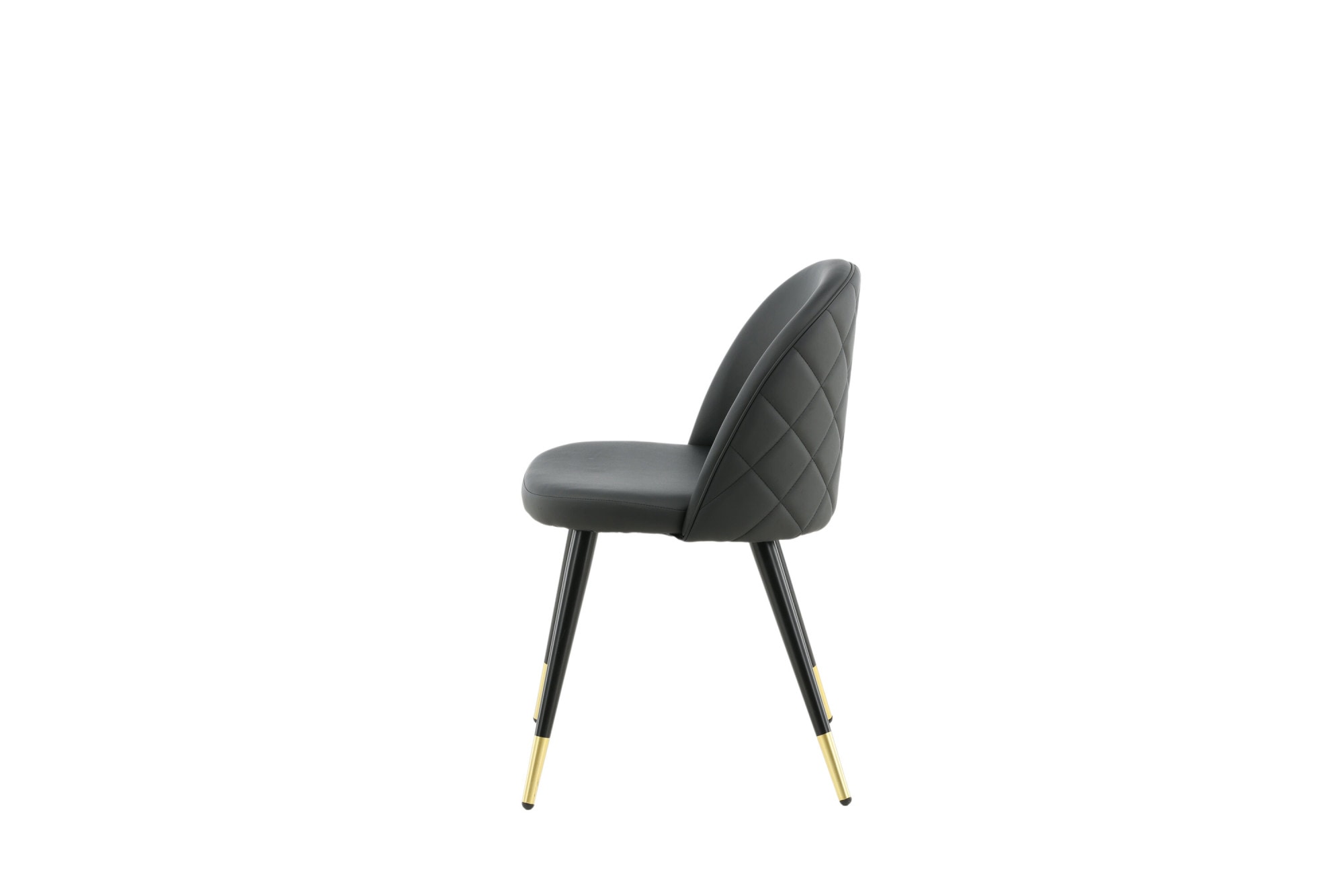 Venture Home Esszimmerstuhl »Velvet Stitches, 2er-Set Esszimmerstühle in Schwarz-PU, 150 kg« () 2 Stk.Polsterstuhl, Lederlook, schwarze Metallbeine, abgerundet, edel