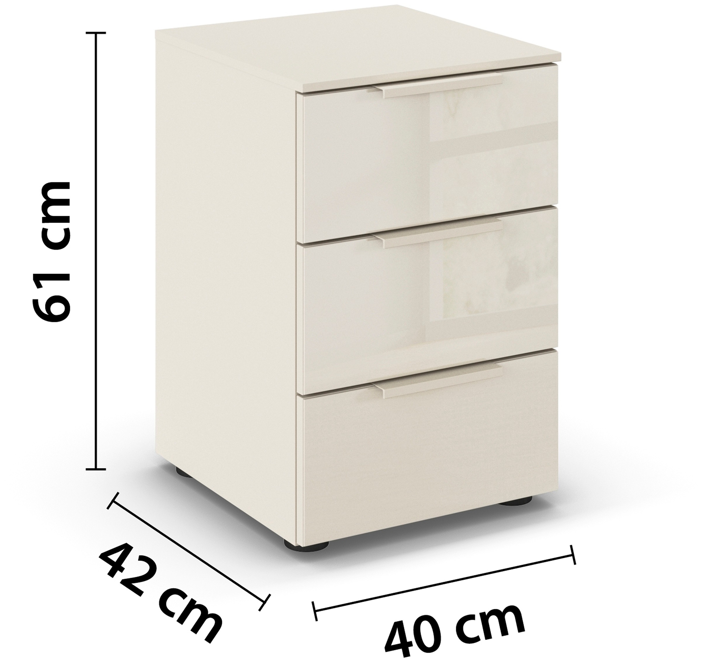 rauch Nachtkommode »Nachttisch Nachtschrank Nachtkonsole FLIPP mit Glasfront«, (Breite 40 cm), mit 3 Schubladen und Soft-Close-Funktion sowie Glasfront