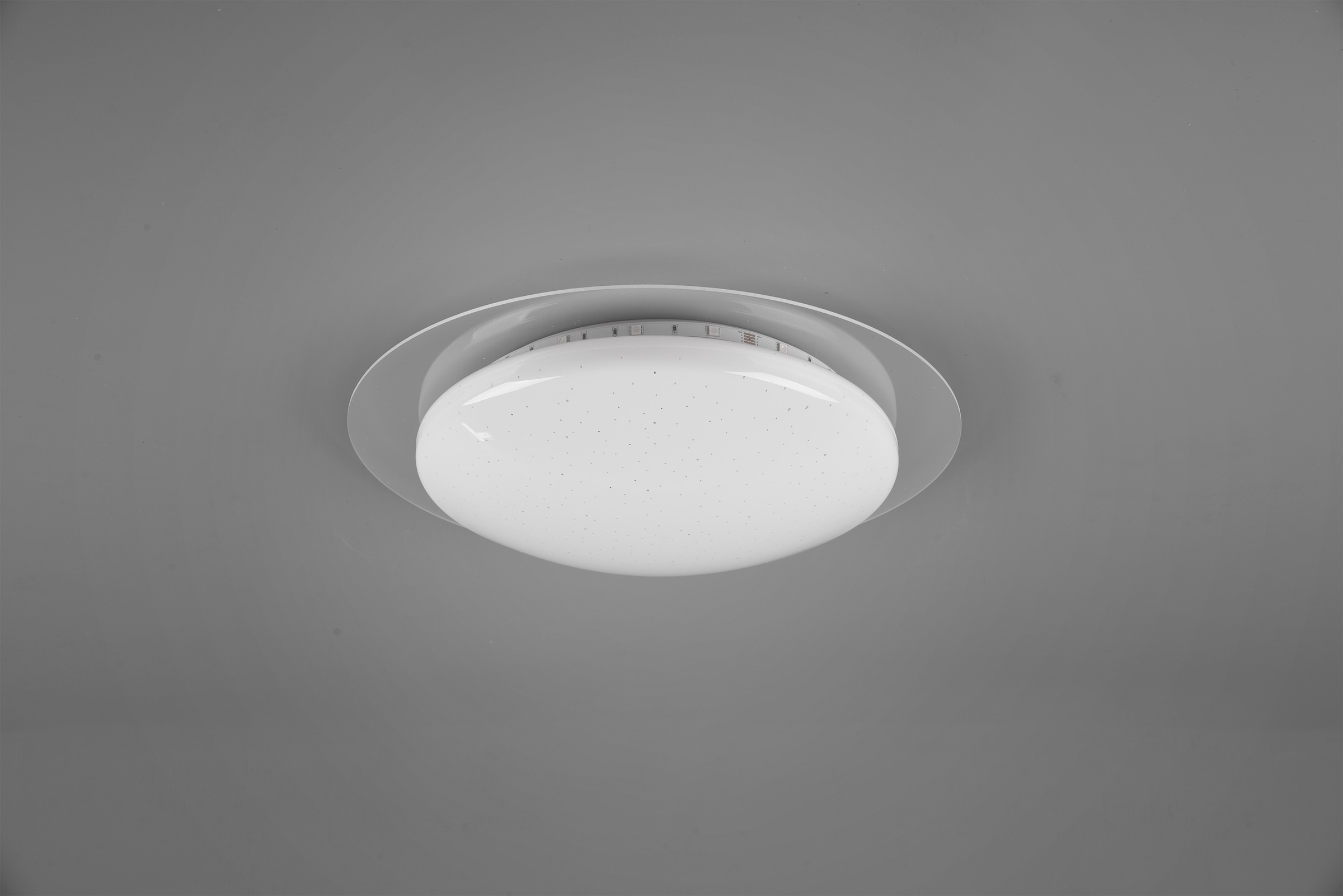 REALITY Leuchten LED Deckenleuchte »Joleen«, 1 flammig, Leuchtmittel LED-Board | LED fest integriert, Ø 35 cm mit RGB Backlight, Starlight-Effekt, inkl. Fernbed., Dimmer