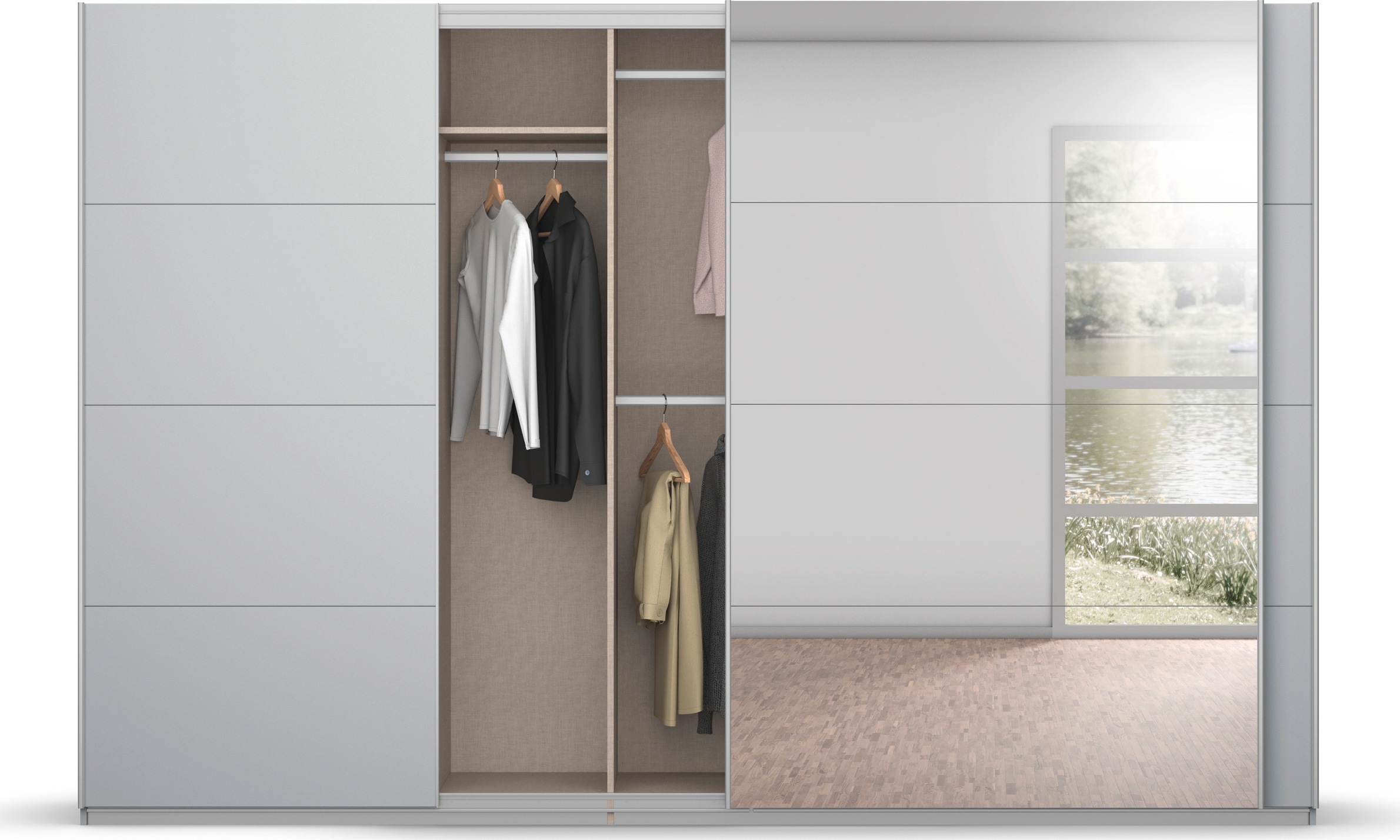rauch Schwebetürenschrank Koluna, mit Spiegel, inkl. 2 Innenschubladen sowie extra Böden