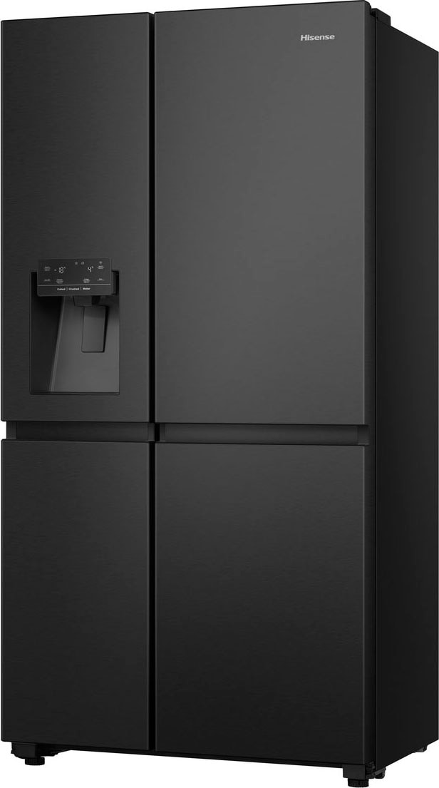 Hisense Freistehend Side-by-Side-Kühlschrank, Schwarz, 632 l