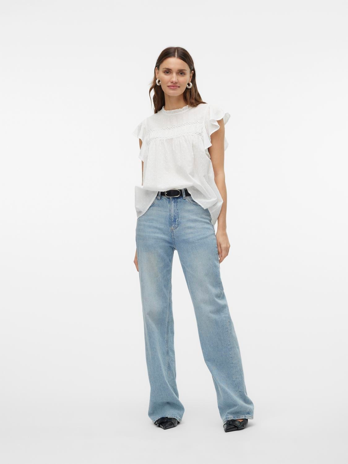 Vero Moda Blusenshirt »VMTRINE SL LACE TOP WVN NOOS« Baumwolle
