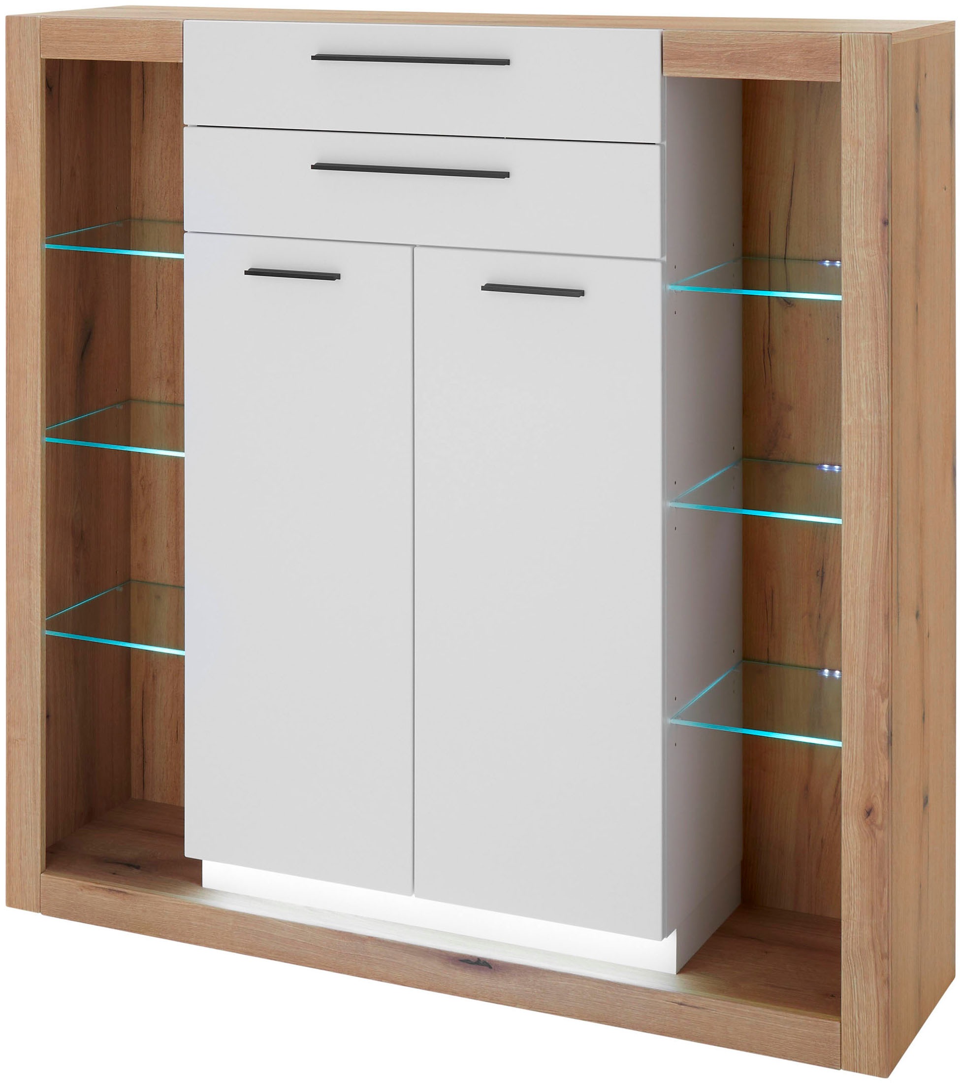 INOSIGN Highboard »Brixen, moderne Kommode, Stauraumelement in Eiche Evoke Dekor« Metallgriffe, ausreichend Stauraum, vielseitig einsetzbar