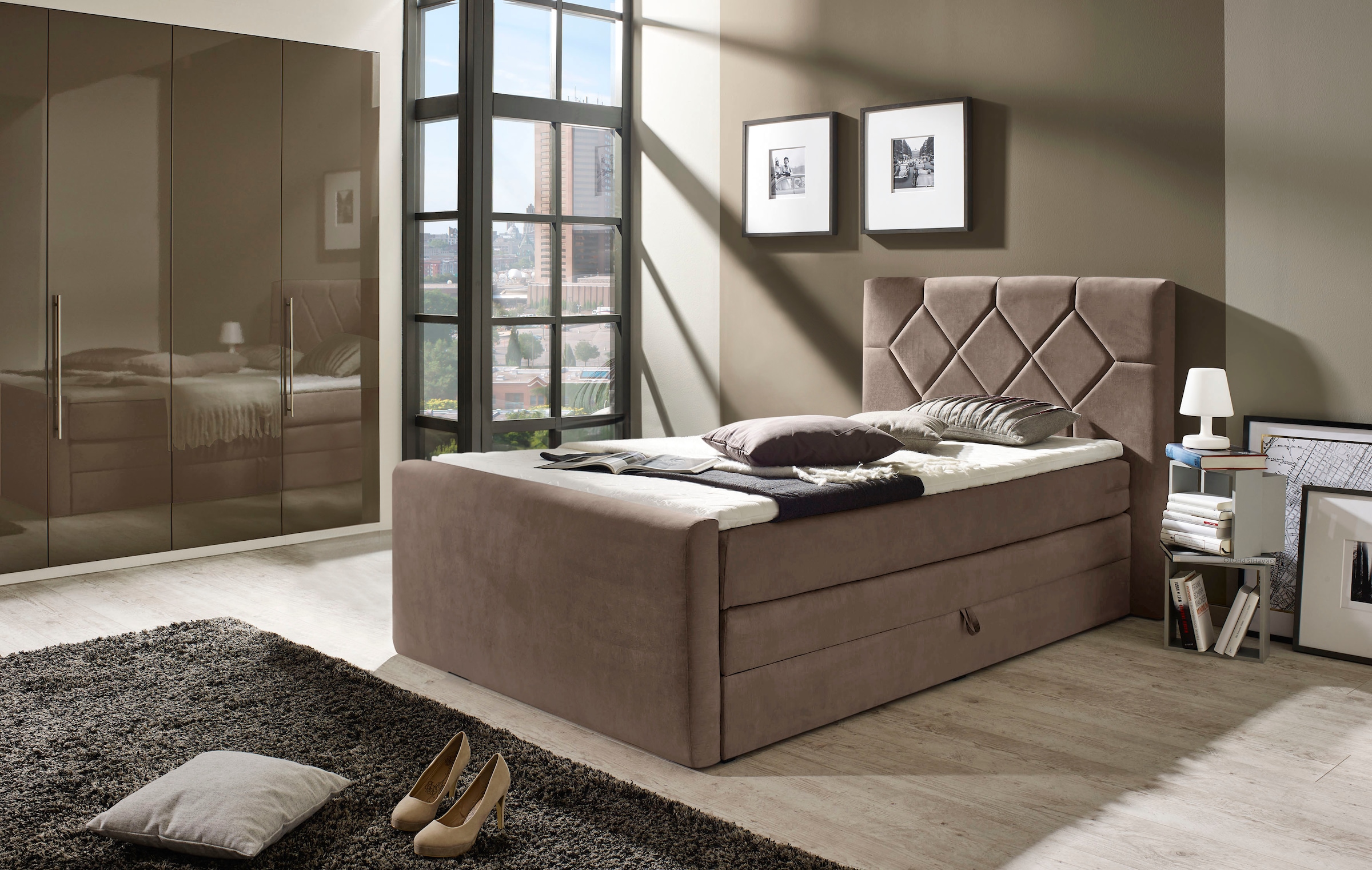 Places of Style Boxspringbett »Atlanta«, inklusive Topper und Bettkasten