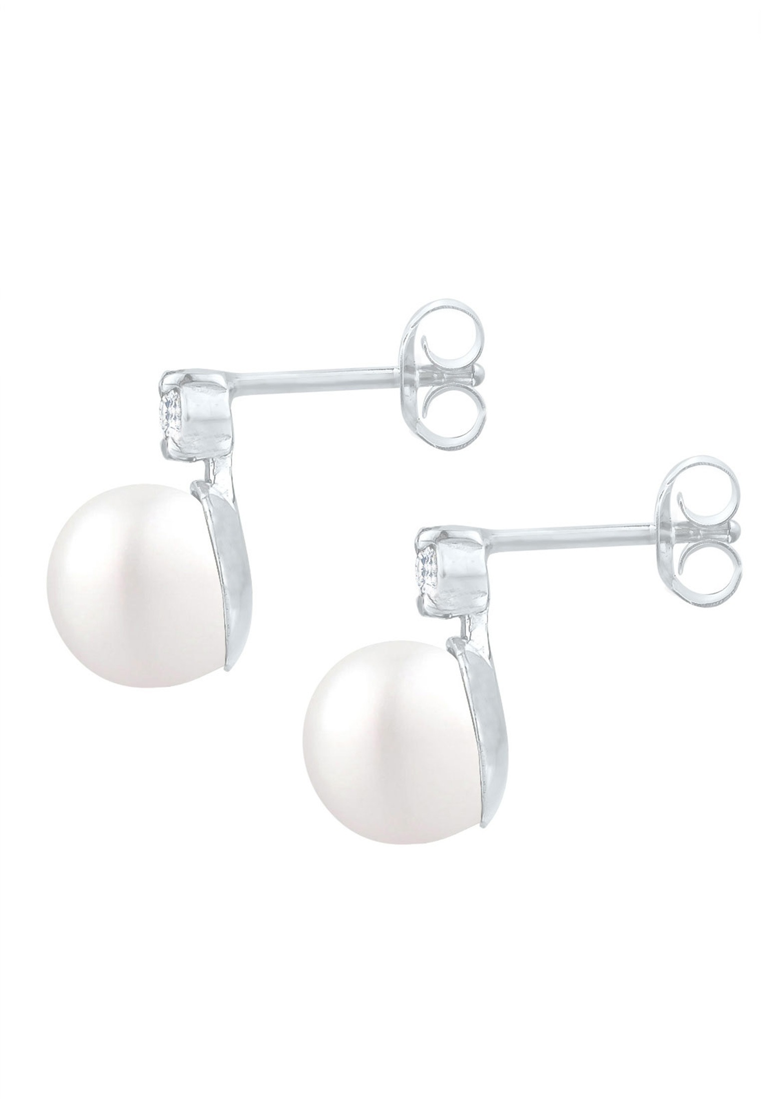 Elli Paar Ohrstecker »Ohrringe Rund Süßwasserzuchtperle mit Zirkonia 925 Silber«