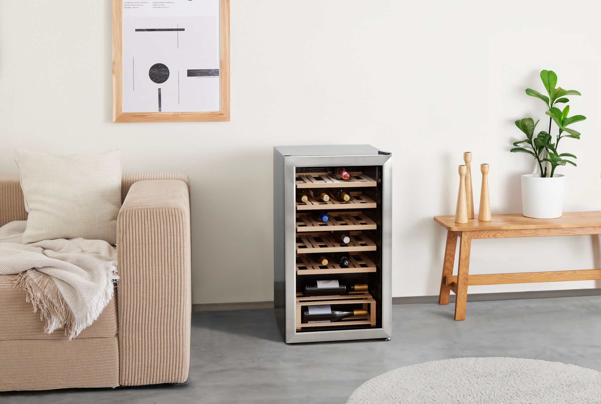Hanseatic Weinkühlschrank »HWC24FCBH-2«, für 24 St. Standardflaschen á 075l