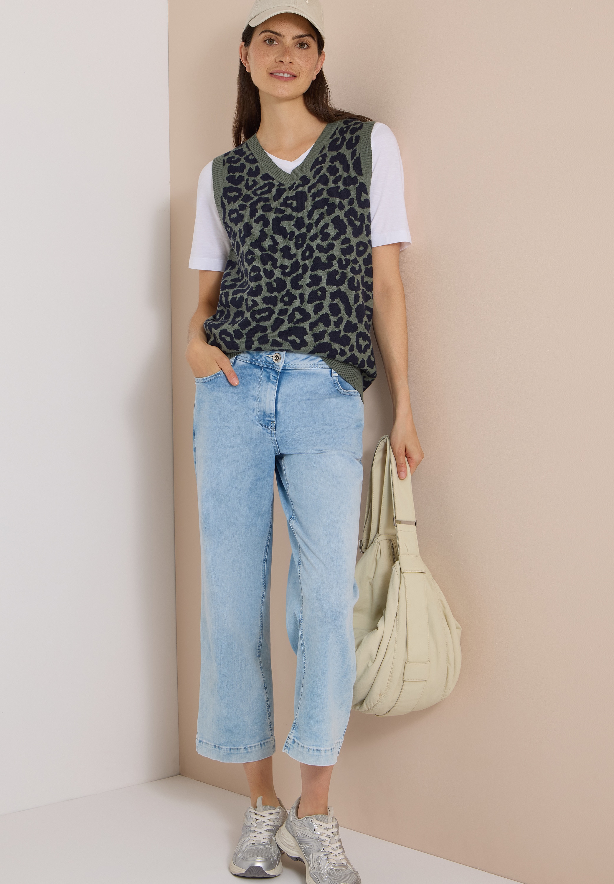 Cecil Pullunder Sommer-Weste mit V-Neck und Leo-Muster