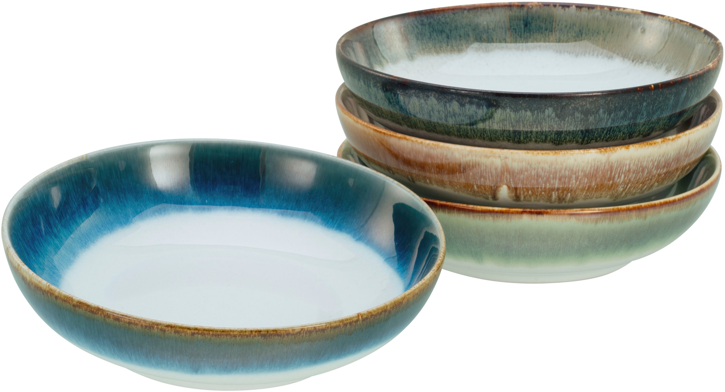 CreaTable Schale »Cascade, Poke Bowl 22,5 cm 4-tlg« 4 Stk. aus Steinzeug Rekativglasur, Healthy Food