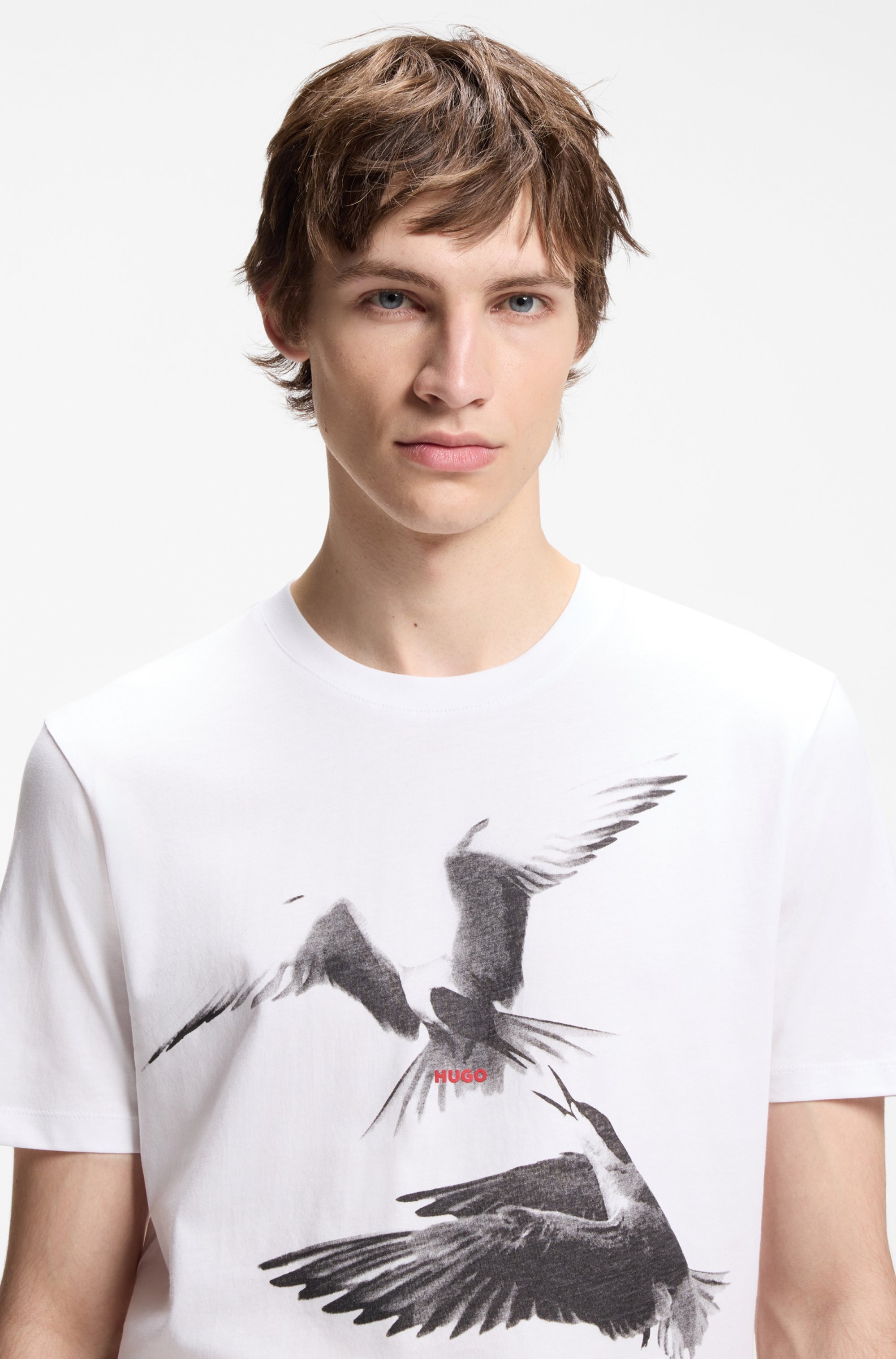 HUGO T-Shirt »Dirunn« Reine Baumwolle, Rundhalsausschnitt, Regular Fit