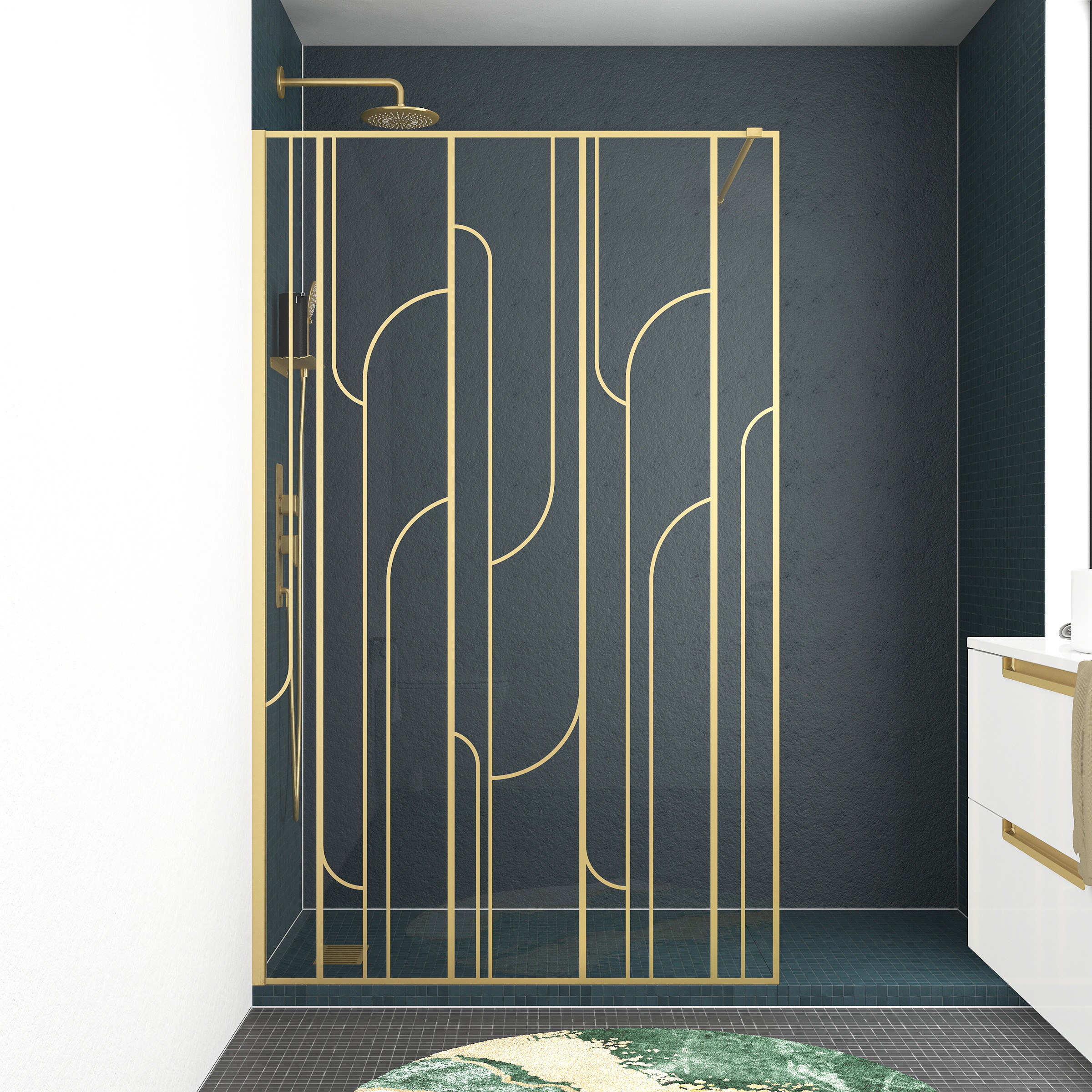 Marwell Walk-in-Dusche »Nouveau«, mit goldenen Siebdruck und hochwertigen Aluminiumwandprofil