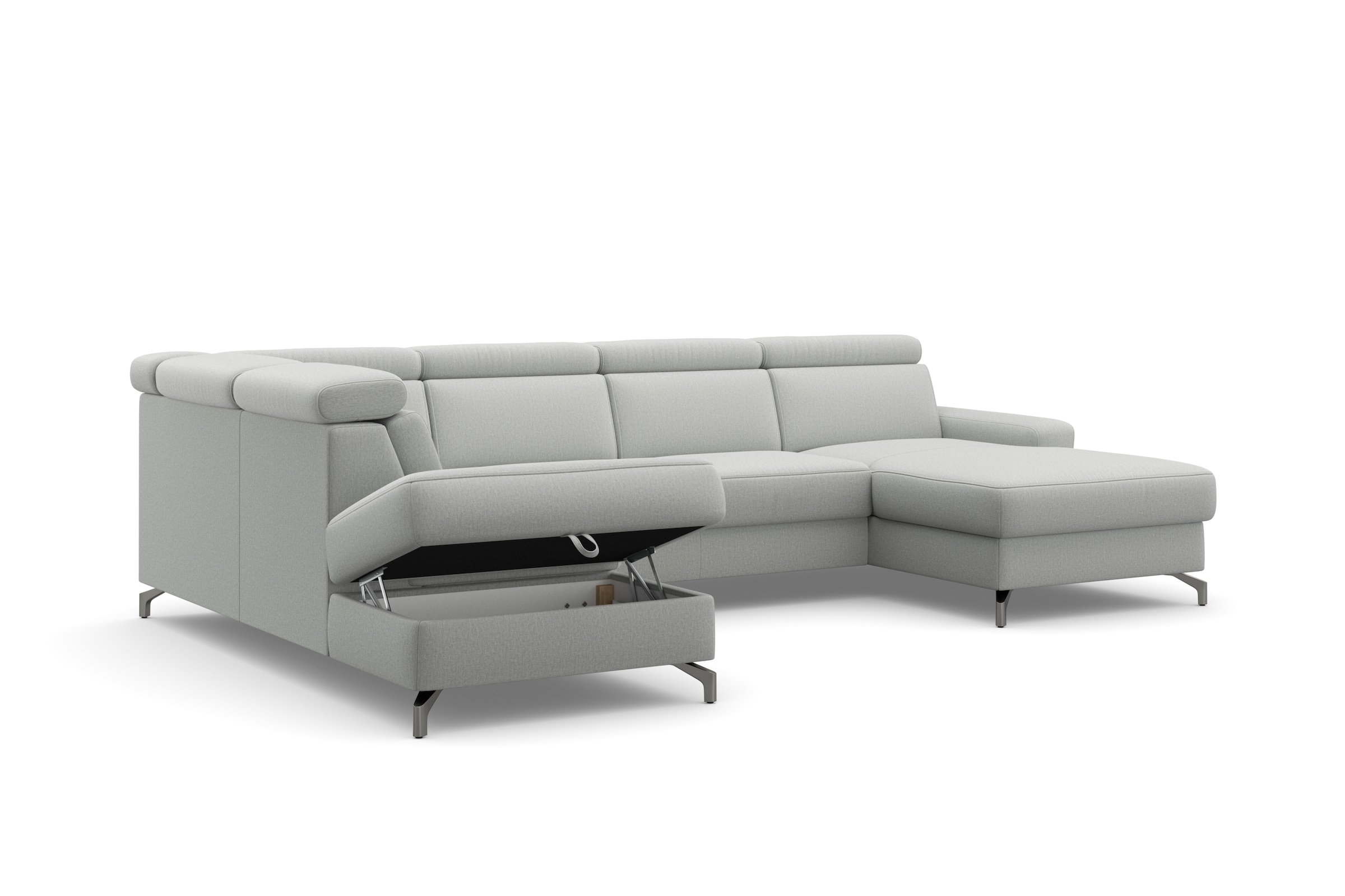 sit&more Wohnlandschaft »Scarlett U-Form«, inklusive Kopfteilverstellung, wahlweise mit Bettfunktion, Bettkasten