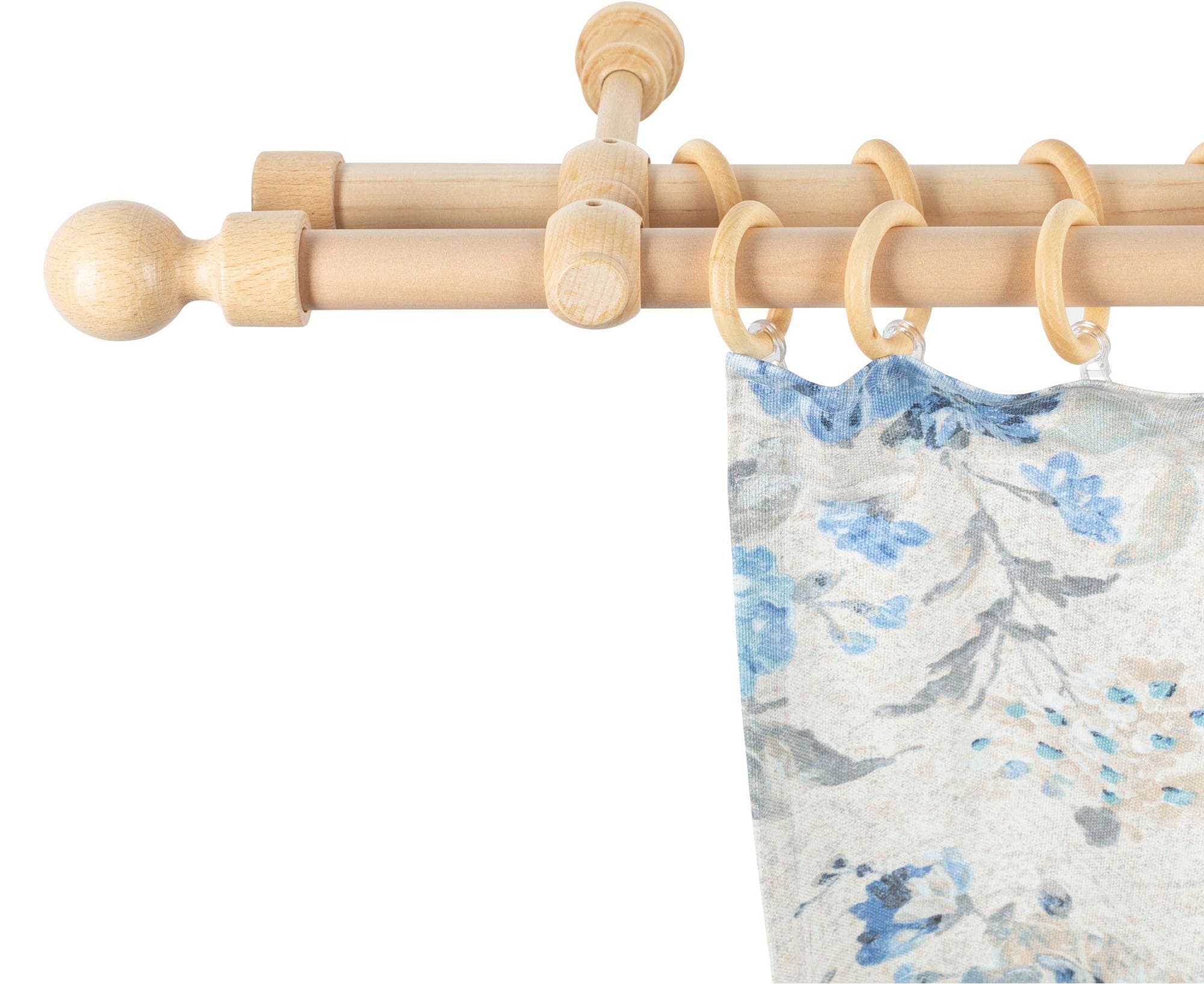 SN DECO GROUP Gardinenstange »Giro« 2 läufig-läufig Fixmaß 28 mm, Holz, verschiedene Längen und Farben, Komplettset