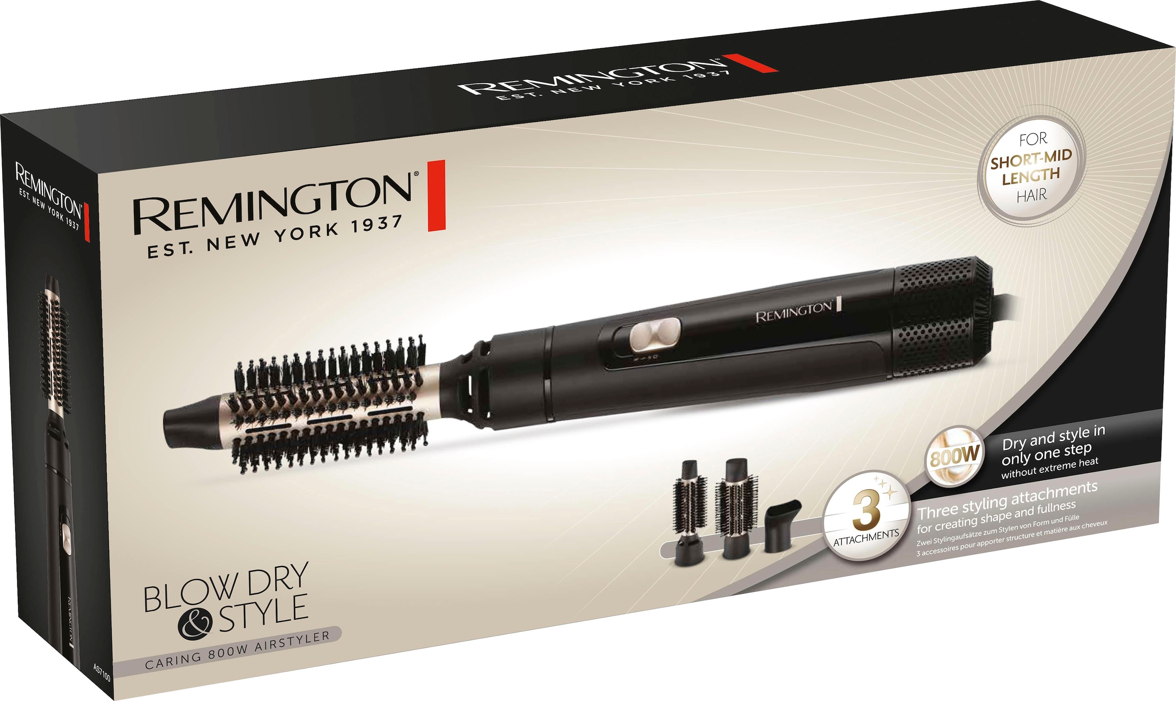 Remington Warmluftbürste »Blow Dry & Style AS7300«, 3 Aufsätze}, 800 Watt ( Airstyler / Rund-& Lockenbürste) für kurze-mittellange Haare mit 3 Jahren  XXL Garantie