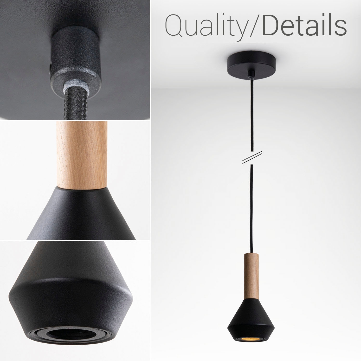 Paco Home Pendelleuchte »MORA«, Leuchtmittel GU10 | ohne Leuchtmittel, Wohnzimmer Esszimmer Klein Modern Holz Metall GU10 Küchenlampe