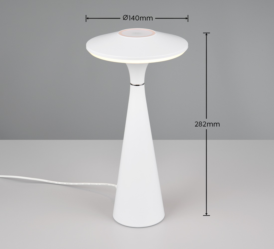 REALITY Leuchten LED Tischleuchte »TORREZ«, 1 flammig, Leuchtmittel LED-Board | LED fest integriert, in-Outdoor Akku Tischlampe mit USB-C, dimmbar, Lichtfarbe einstellbar