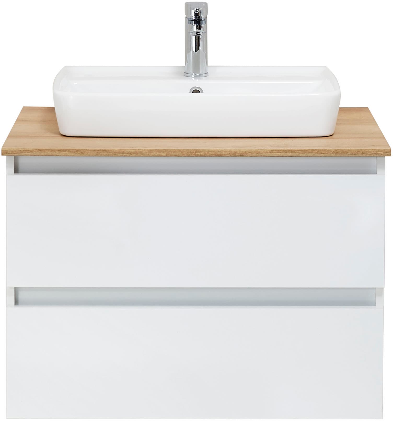 Saphir Badmöbel-Set »Quickset 360 3-teilig, Keramik-Aufsatzbecken mit LED-Spiegelschrank« 5 Stk. tlg.