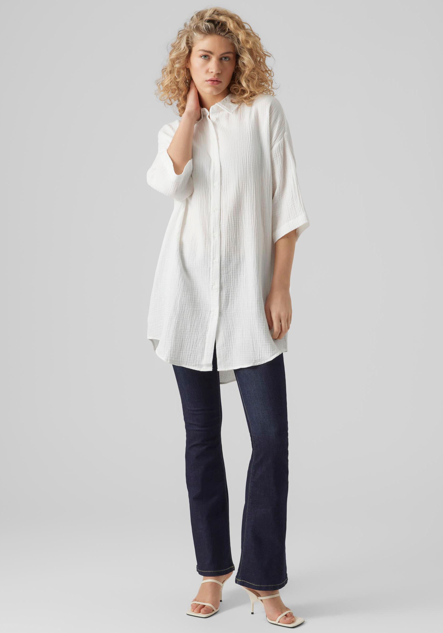 Vero Moda Hemdblusenkleid »VMNATALI 3/4 LONG OVERSHIRT NOOS«, mit 3/4 Ärmel