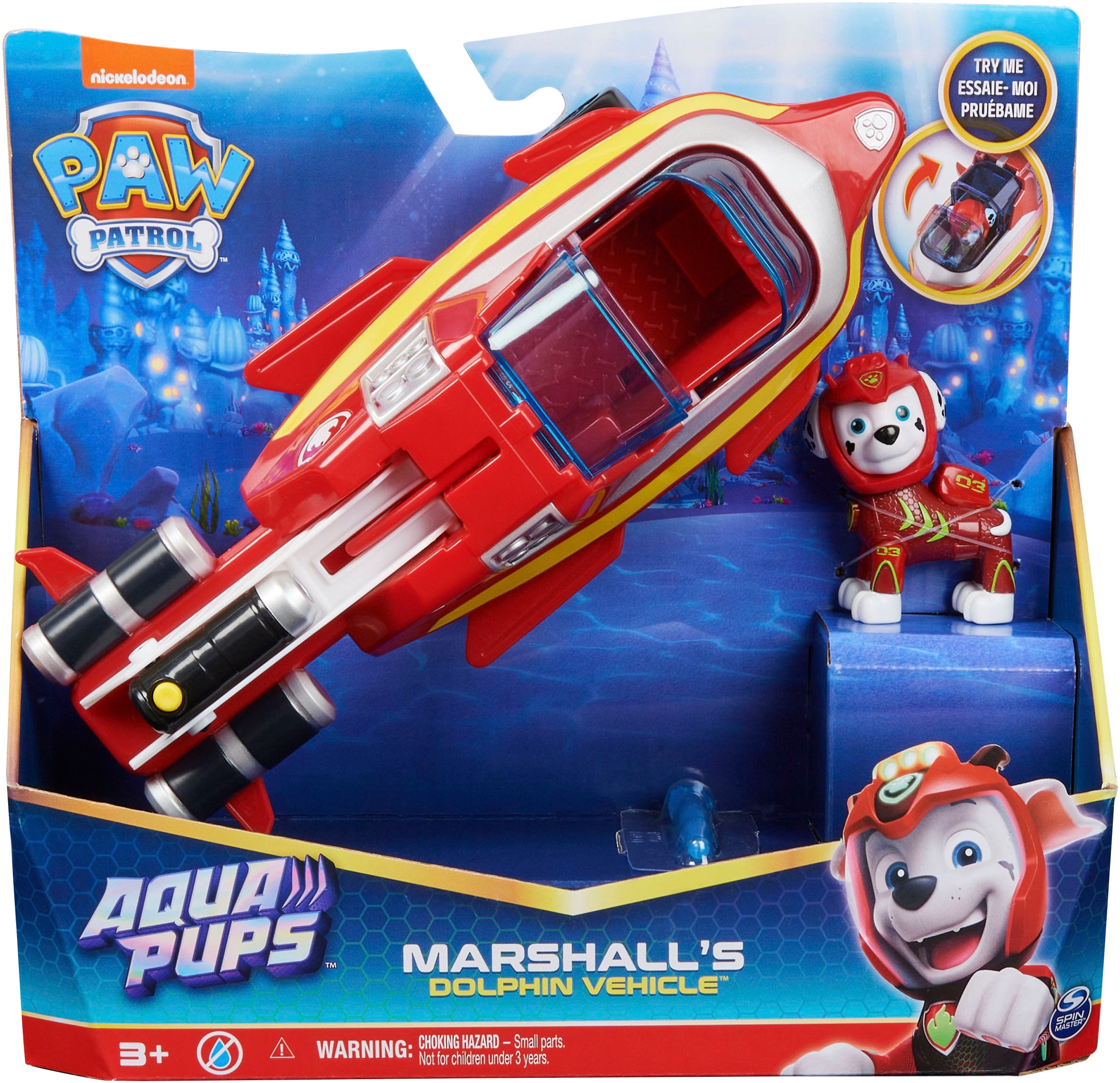 Spin Master Spielzeug-Auto »Paw Patrol - Aqua Pups - Basic Themed Vehicles Solid Marshall«, mit Funktionen