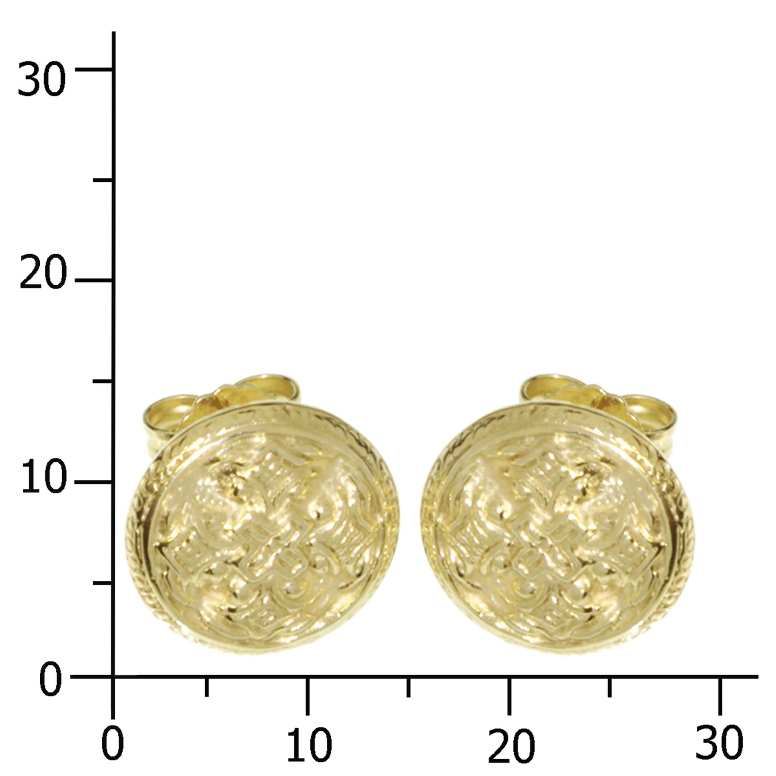 OSTSEE-SCHMUCK Paar Ohrstecker »- Hiddensee 13 mm rund - Gold 333/000 -,«