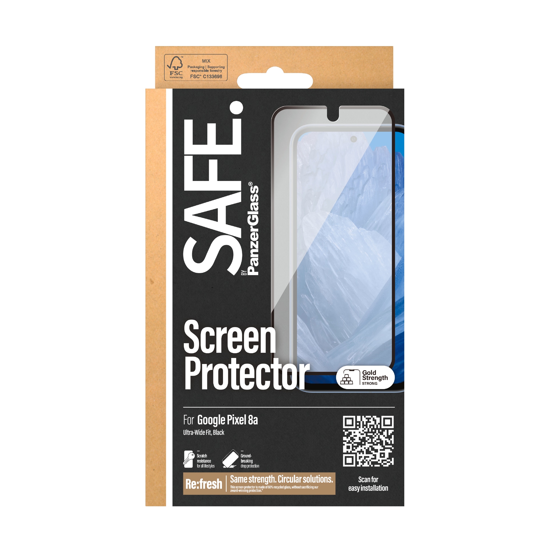 SAFE by PanzerGlass Displayschutzglas »Ultra-Wide Fit Screen Protection«, für Google Pixel 8a, Displayschutzfolie, Schutzfolie, Bildschirmschutz, kratz- & stoßfest