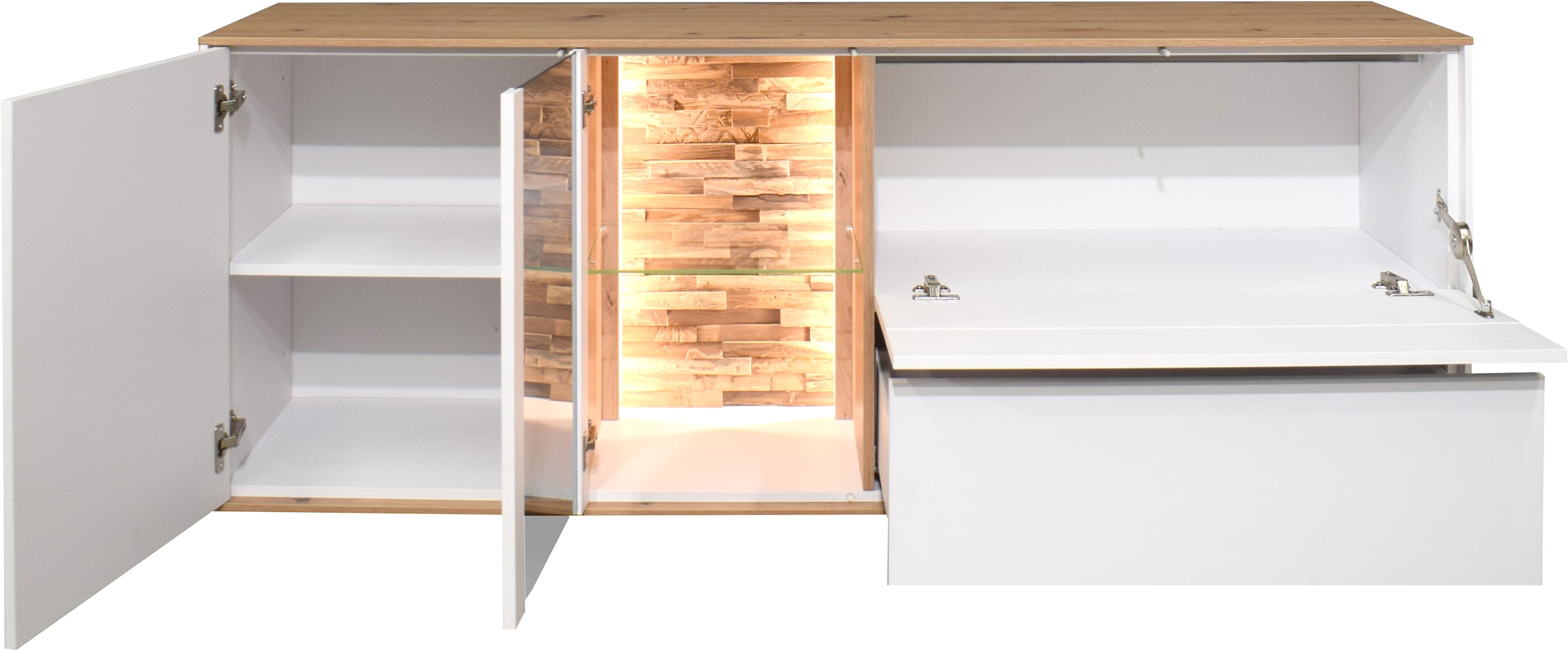 Mäusbacher Lowboard Faro Lowboard B 169 cm, inkl. Beleuchtung, Push to open Funktion