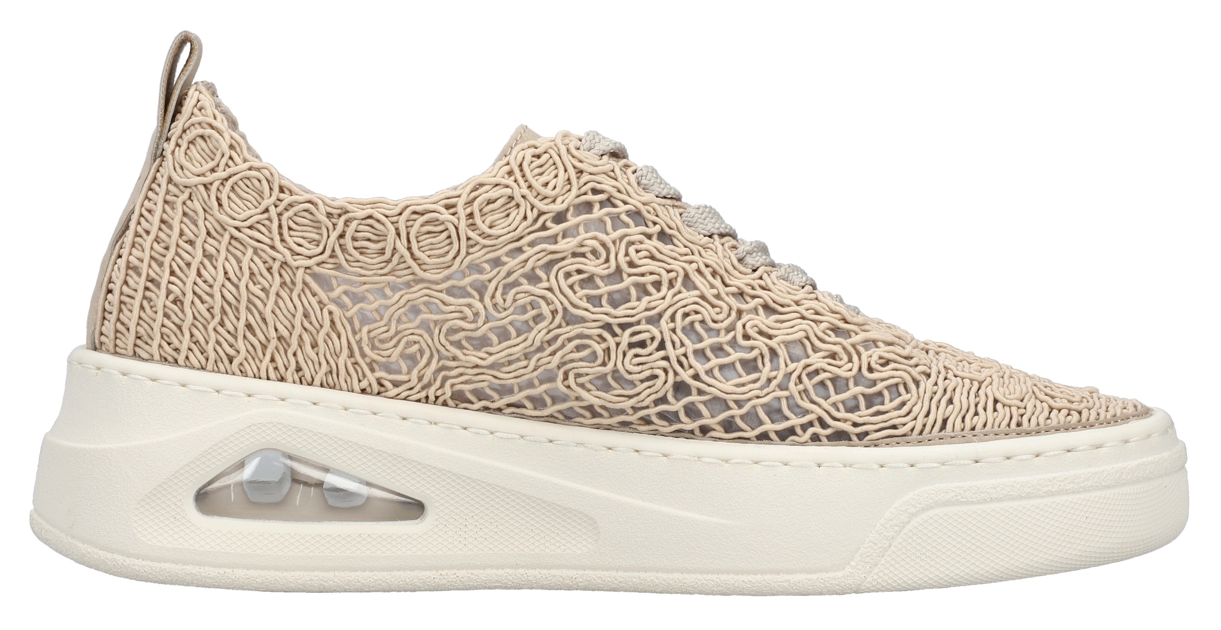 Rieker Plateausneaker, Schnürschuh, Halbschuh in sommerlicher Makramee-Optik